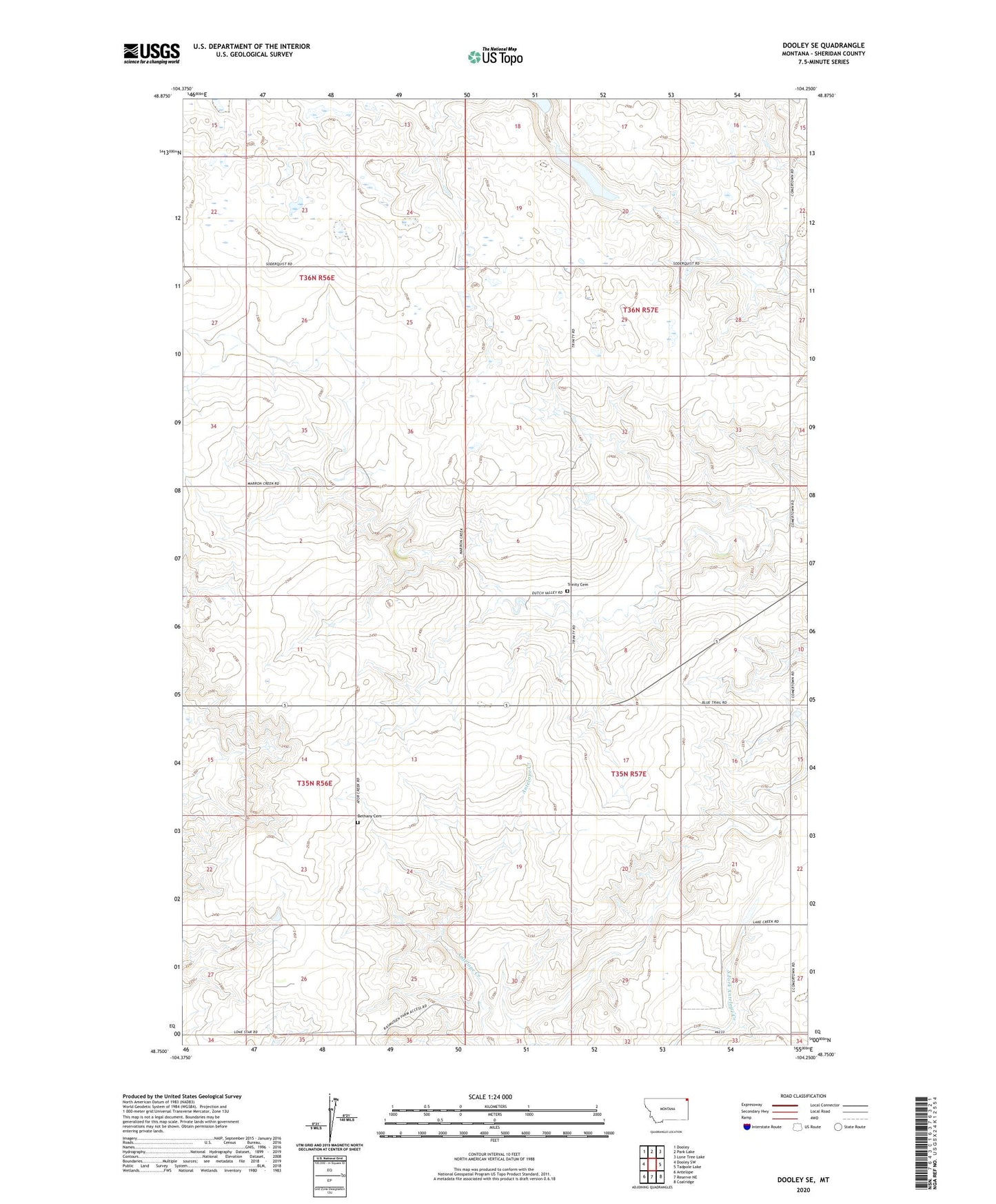 Dooley SE Montana US Topo Map Image