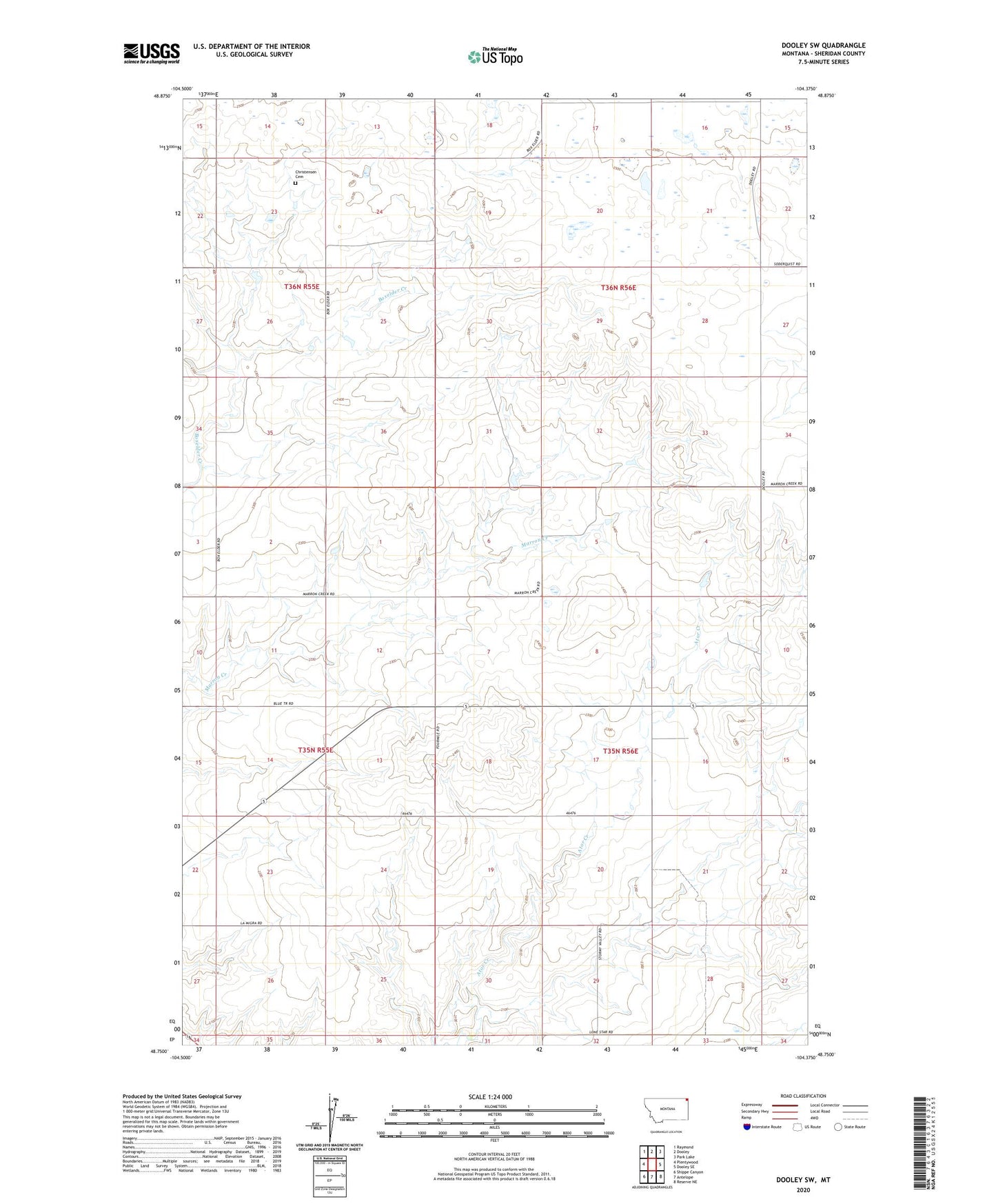 Dooley SW Montana US Topo Map Image