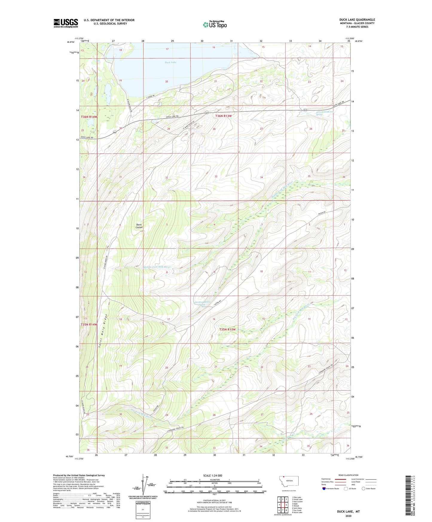 Duck Lake Montana US Topo Map Image