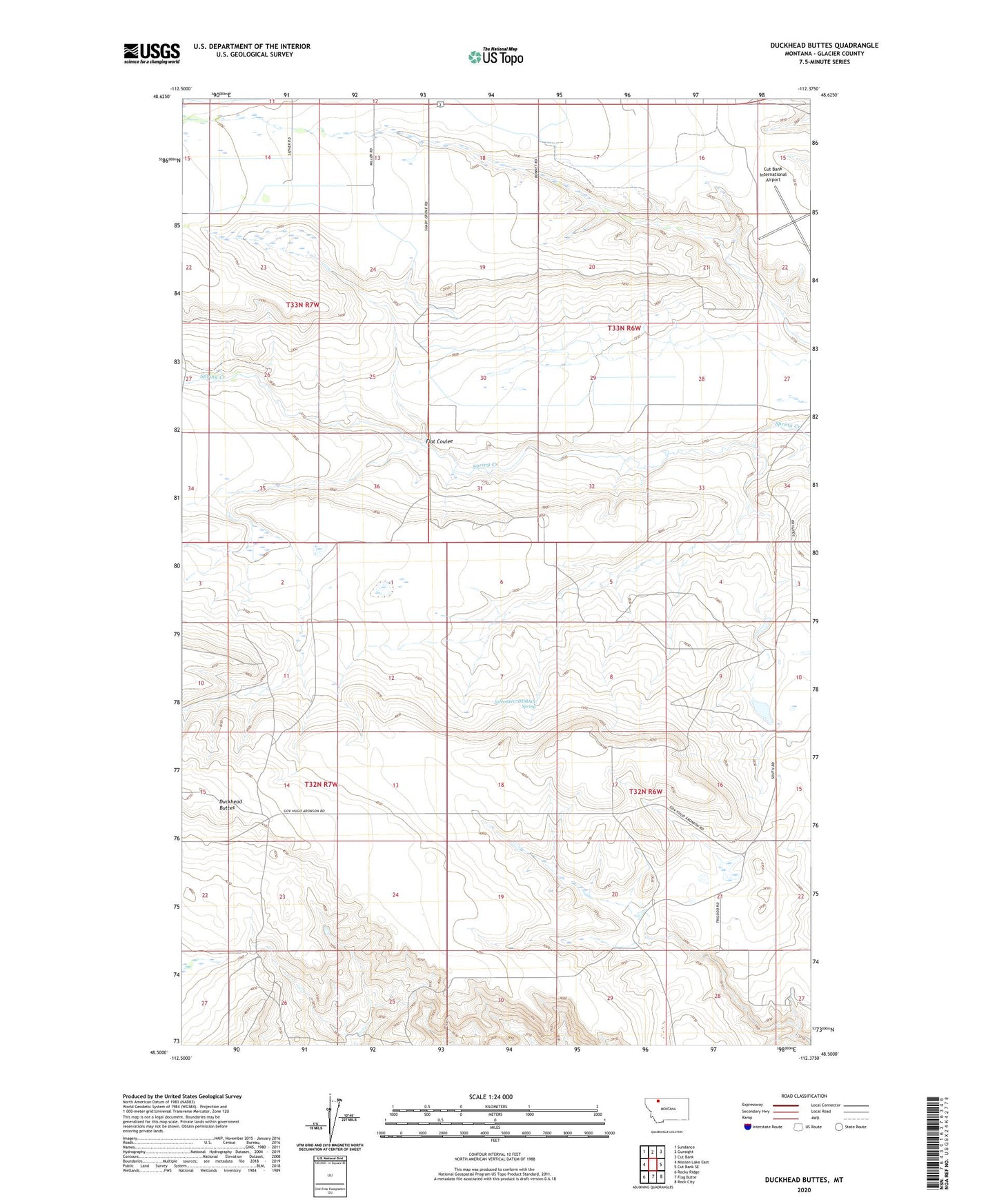Duckhead Buttes Montana US Topo Map Image