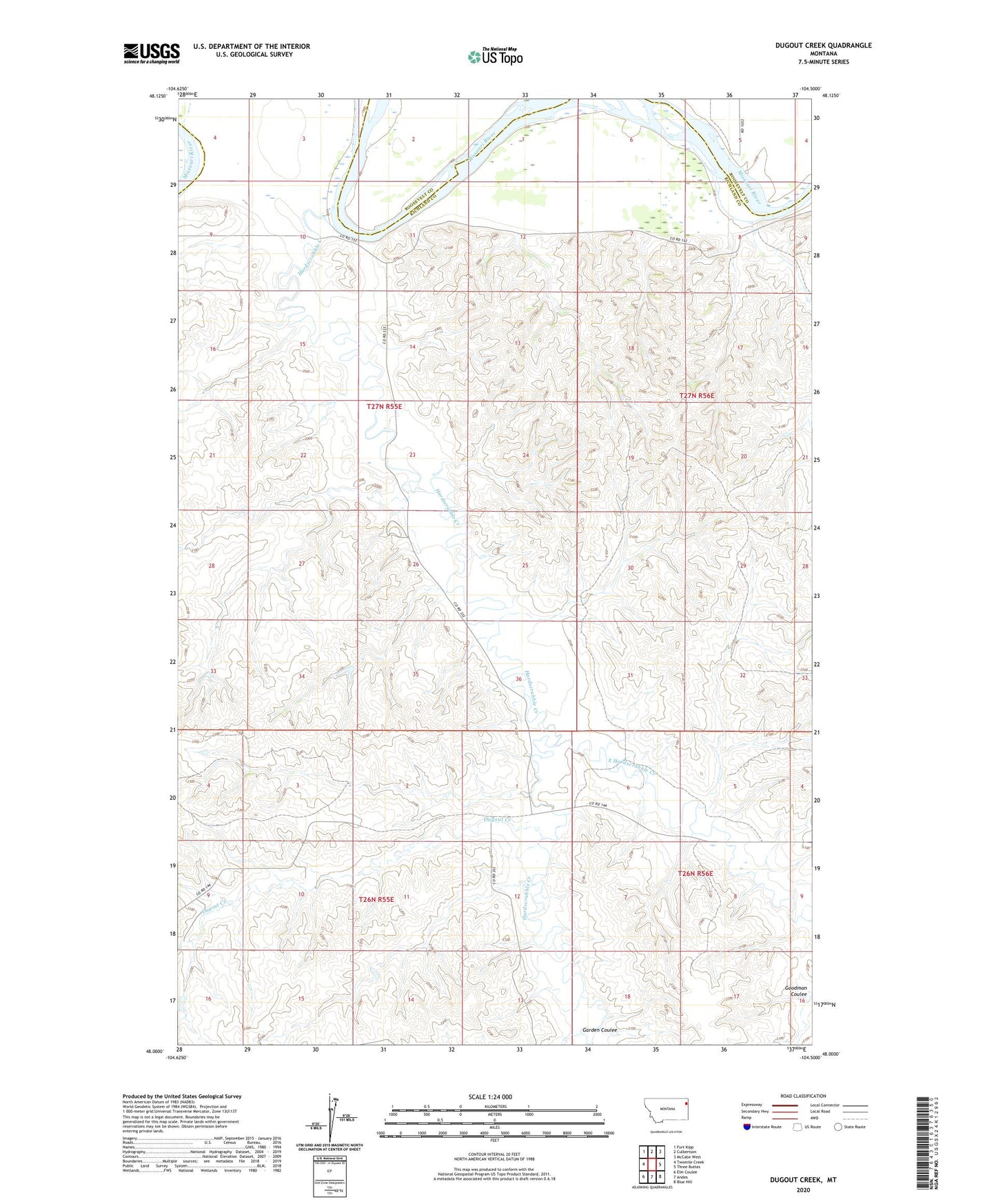 Dugout Creek Montana US Topo Map Image