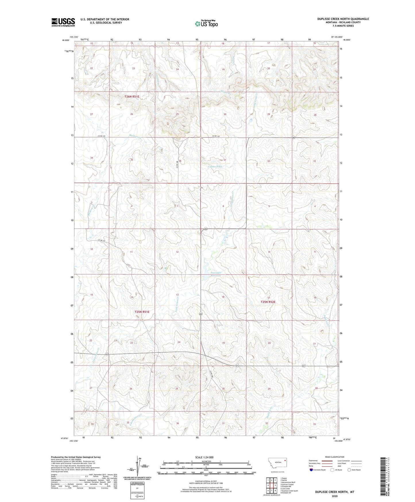 Duplisse Creek North Montana US Topo Map Image