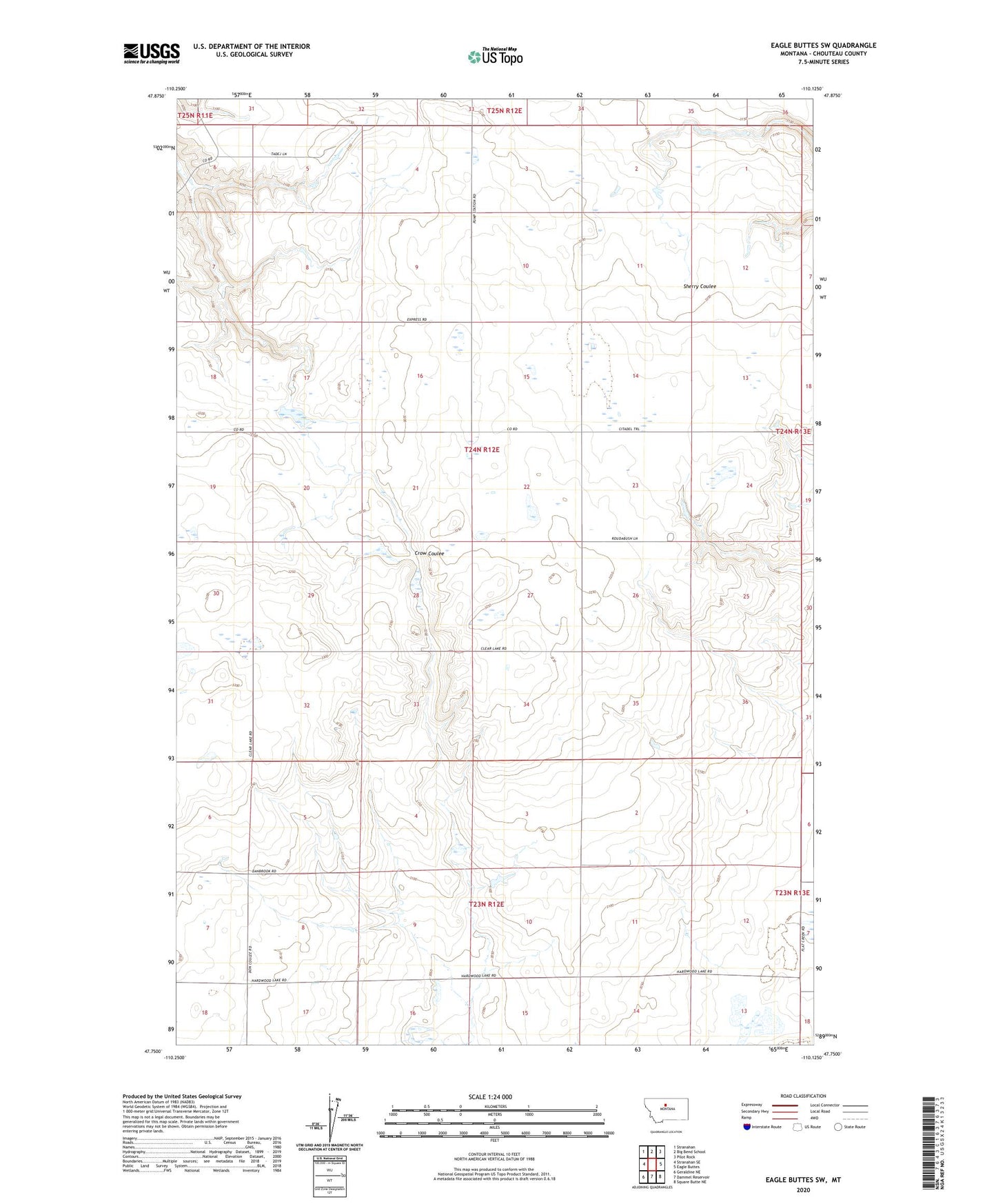 Eagle Buttes SW Montana US Topo Map Image