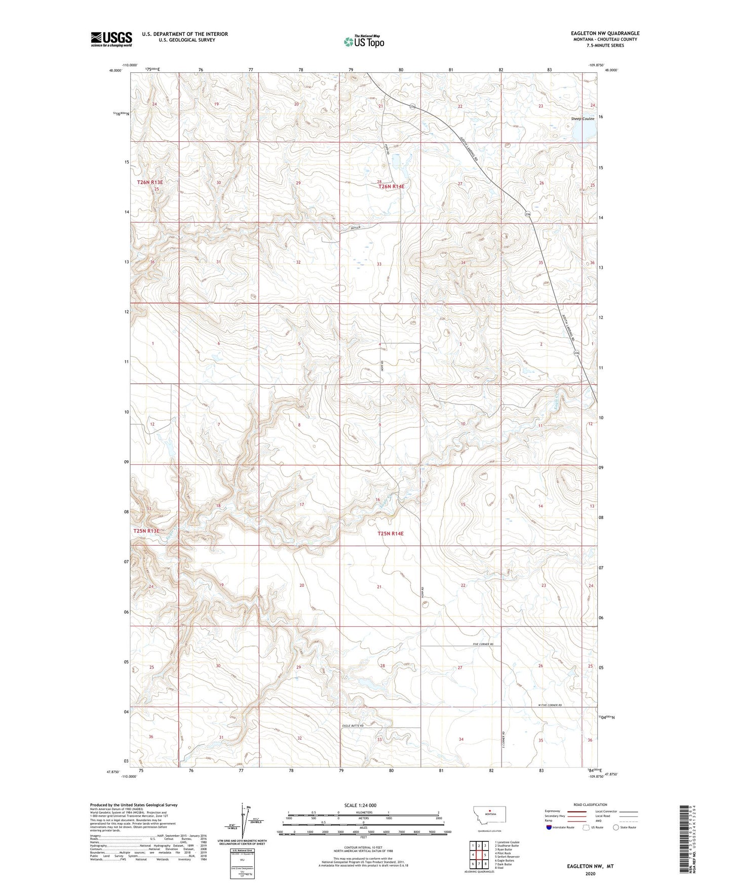 Eagleton NW Montana US Topo Map Image