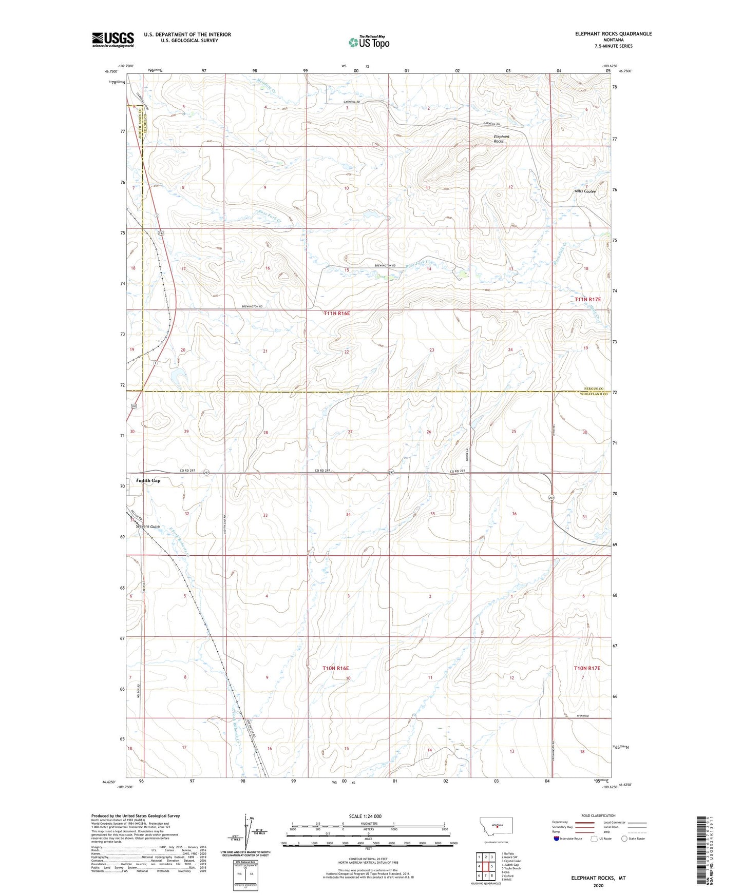 Elephant Rocks Montana US Topo Map Image