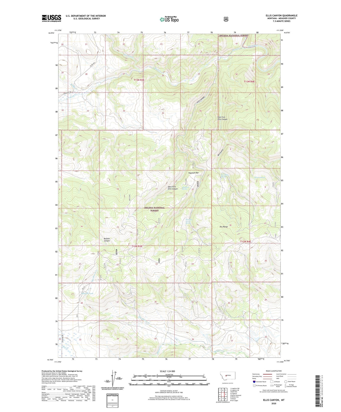 Ellis Canyon Montana US Topo Map Image
