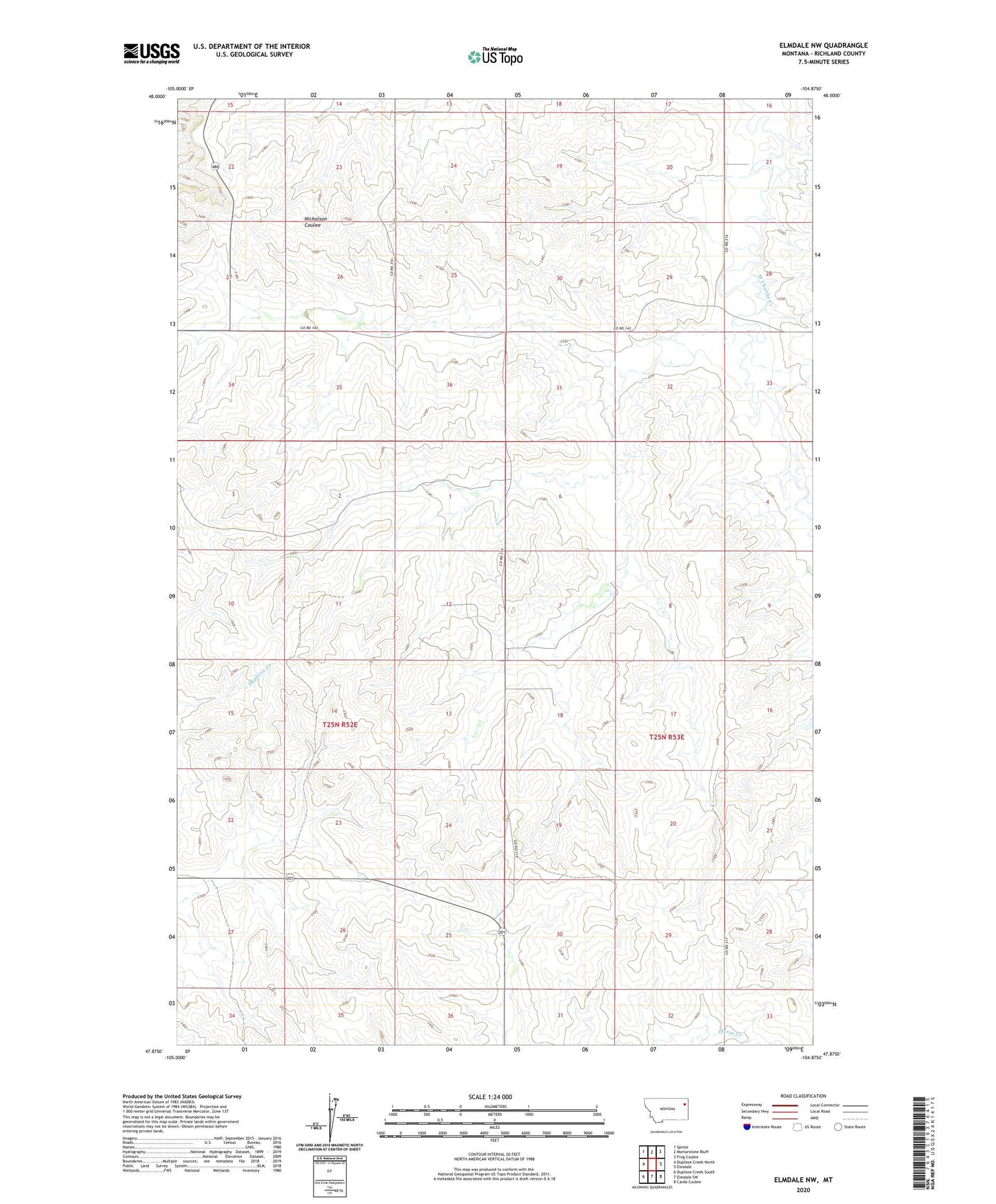 Elmdale NW Montana US Topo Map Image
