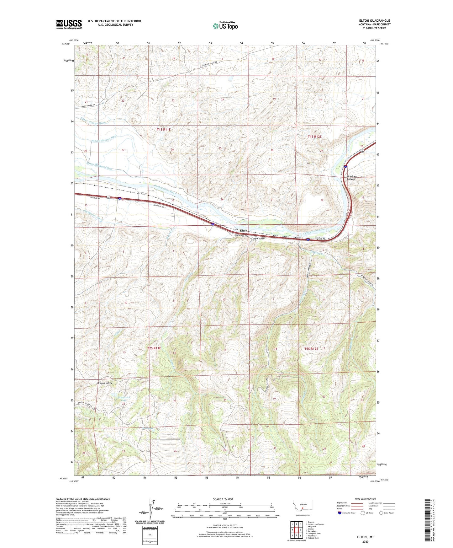 Elton Montana US Topo Map Image