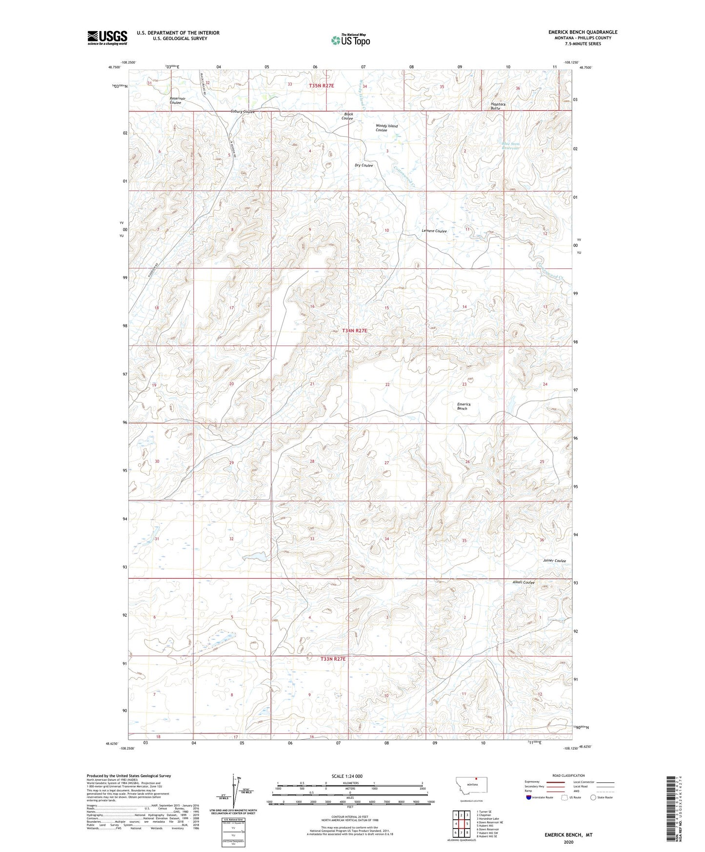 Emerick Bench Montana US Topo Map Image