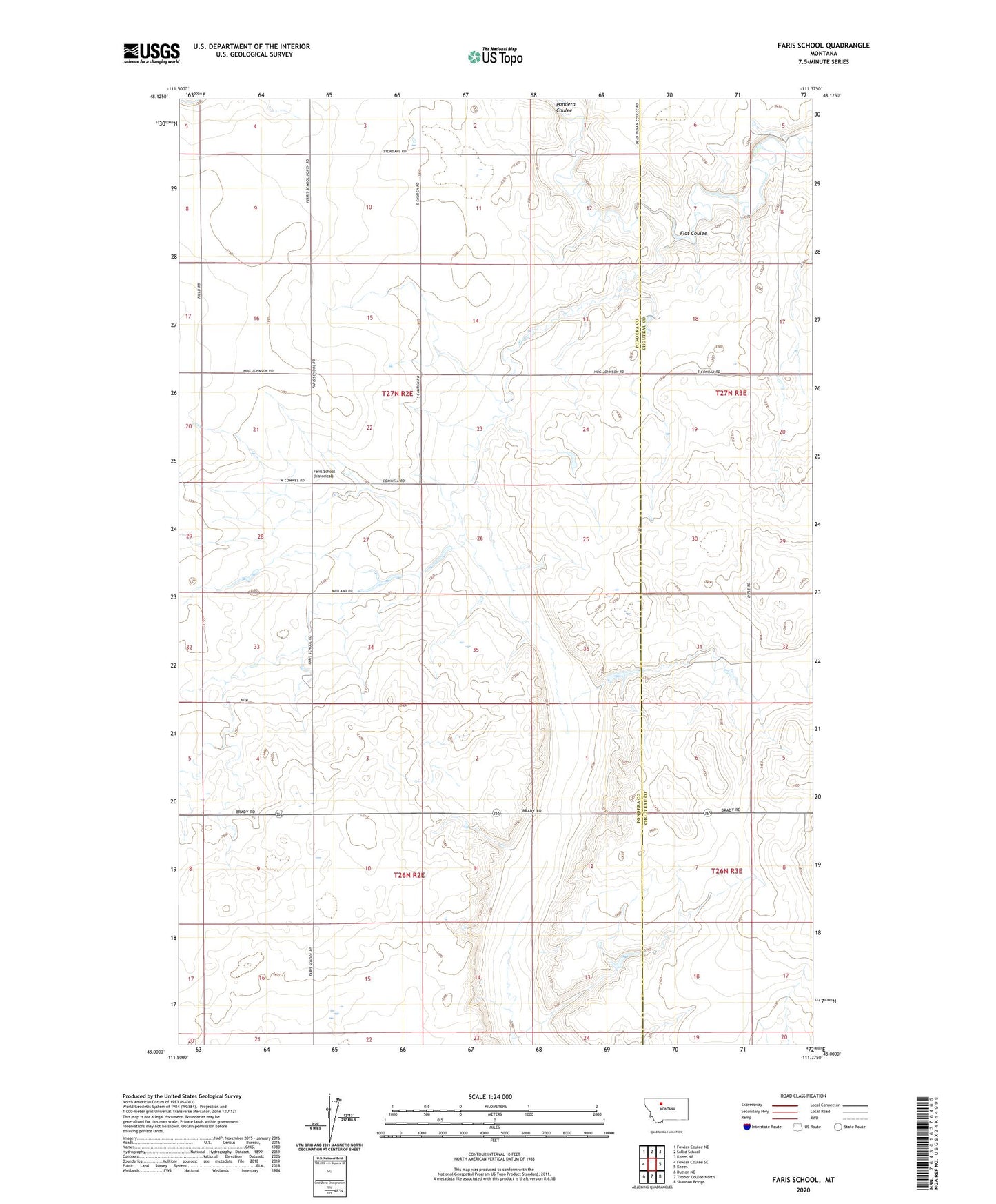 Faris School Montana US Topo Map Image