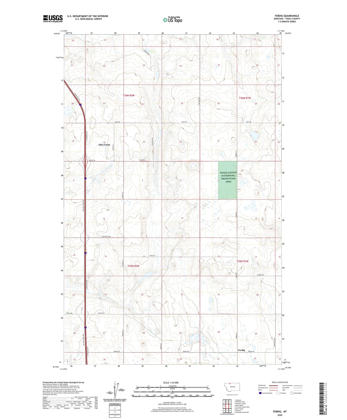 Ferdig Montana US Topo Map Image