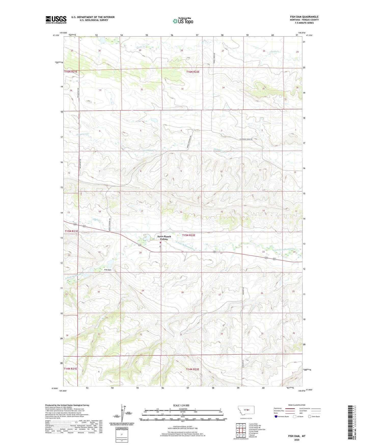Fish Dam Montana US Topo Map Image