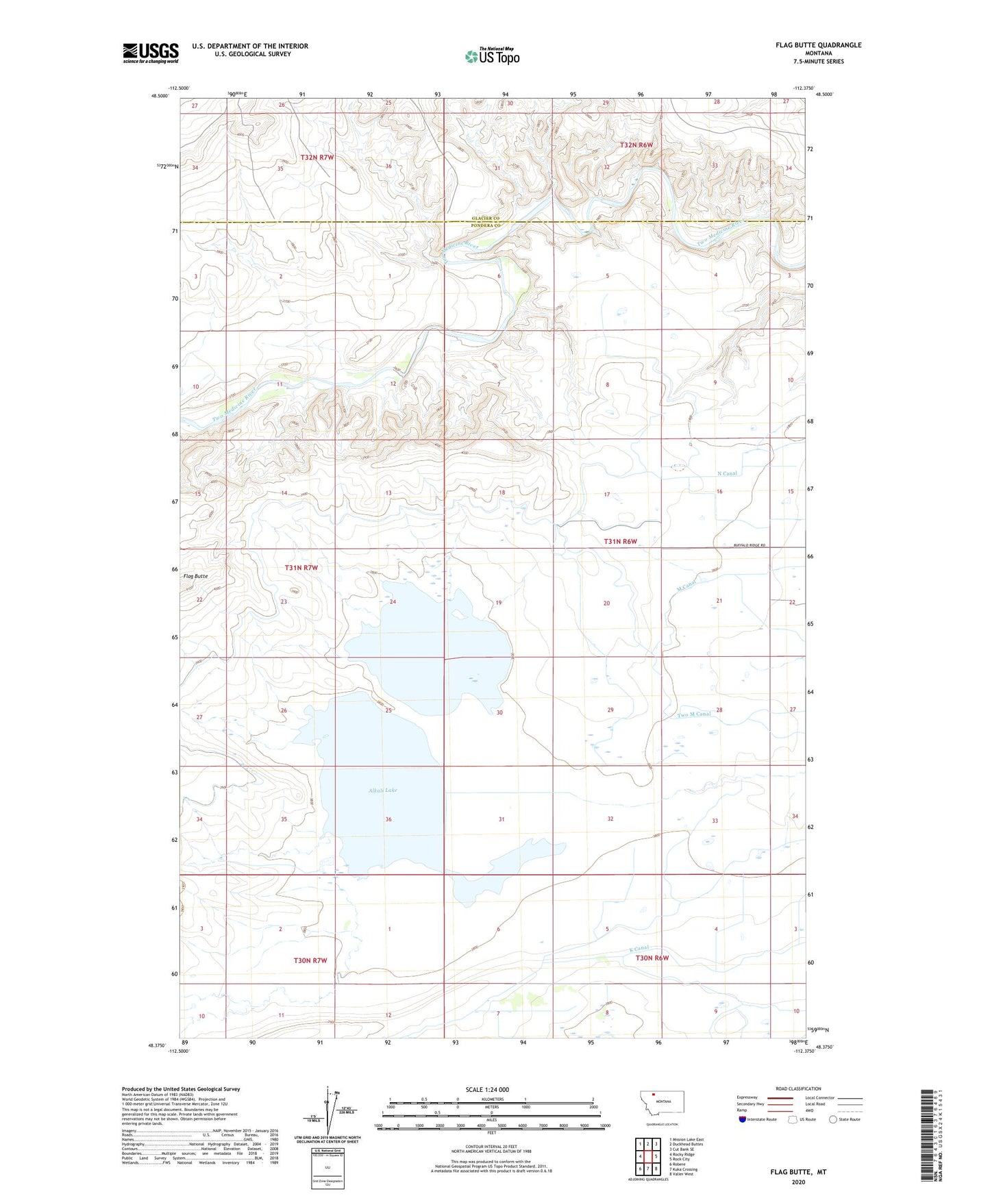 Flag Butte Montana US Topo Map Image