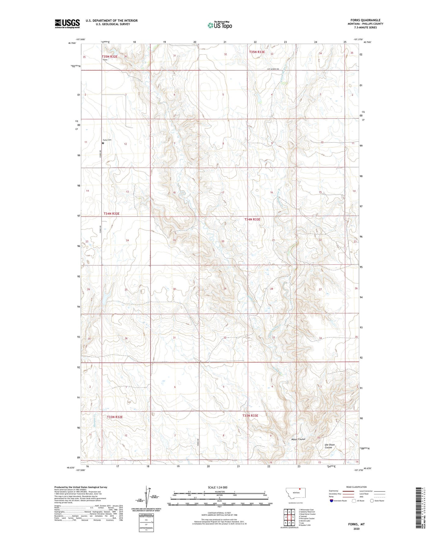 Forks Montana US Topo Map Image