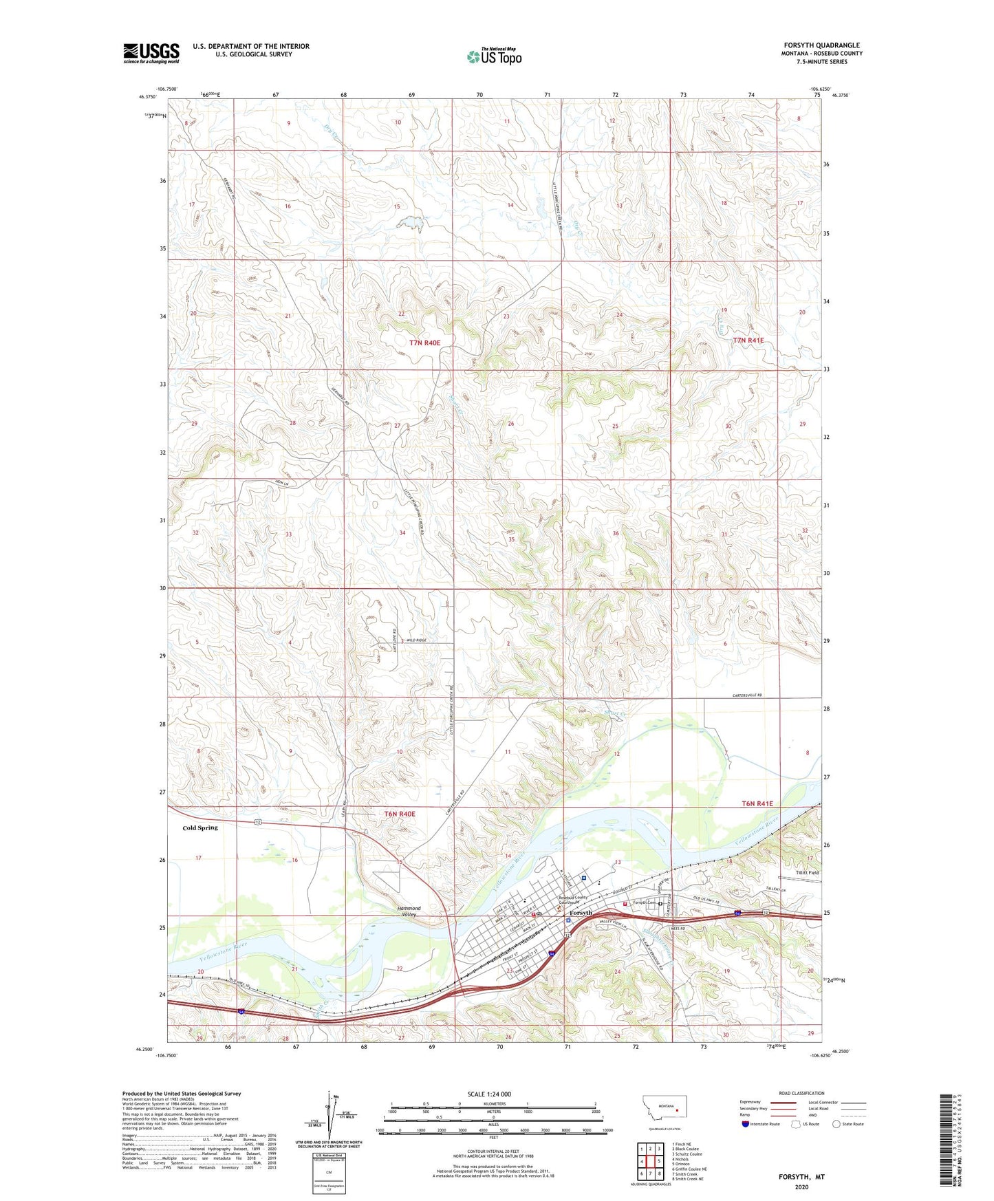 Forsyth Montana US Topo Map Image