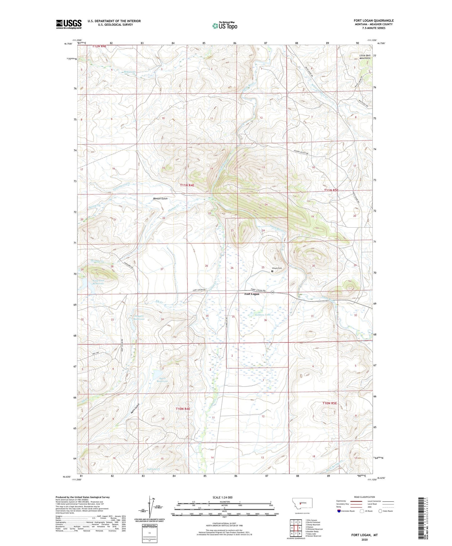 Fort Logan Montana US Topo Map Image