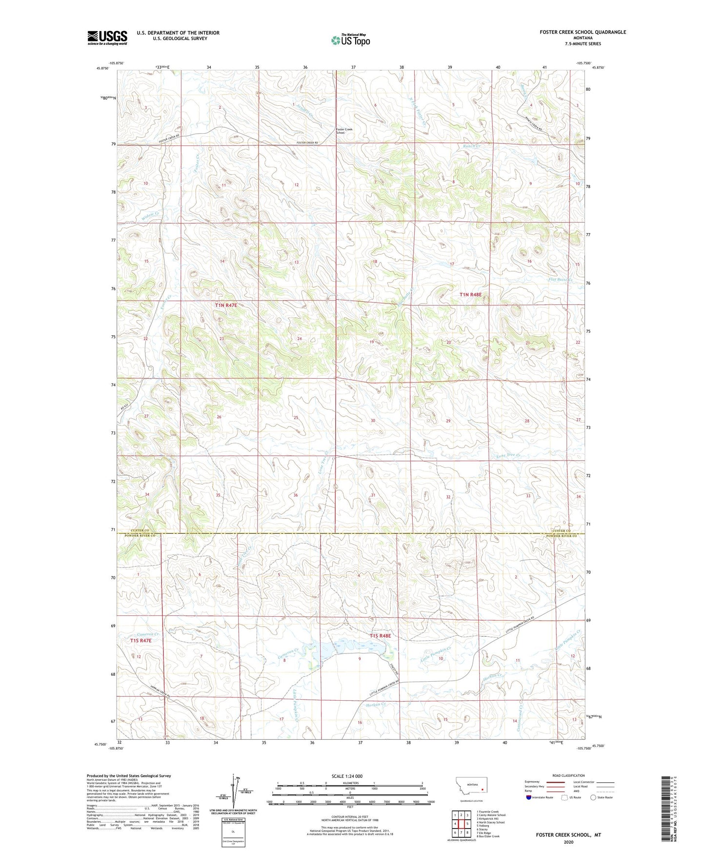 Foster Creek School Montana US Topo Map Image