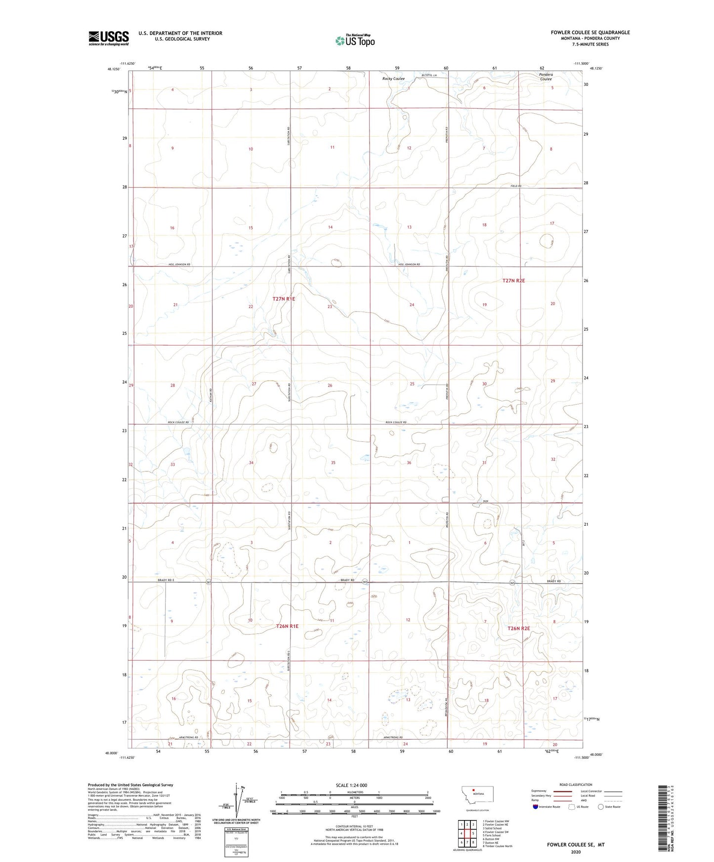 Fowler Coulee SE Montana US Topo Map Image