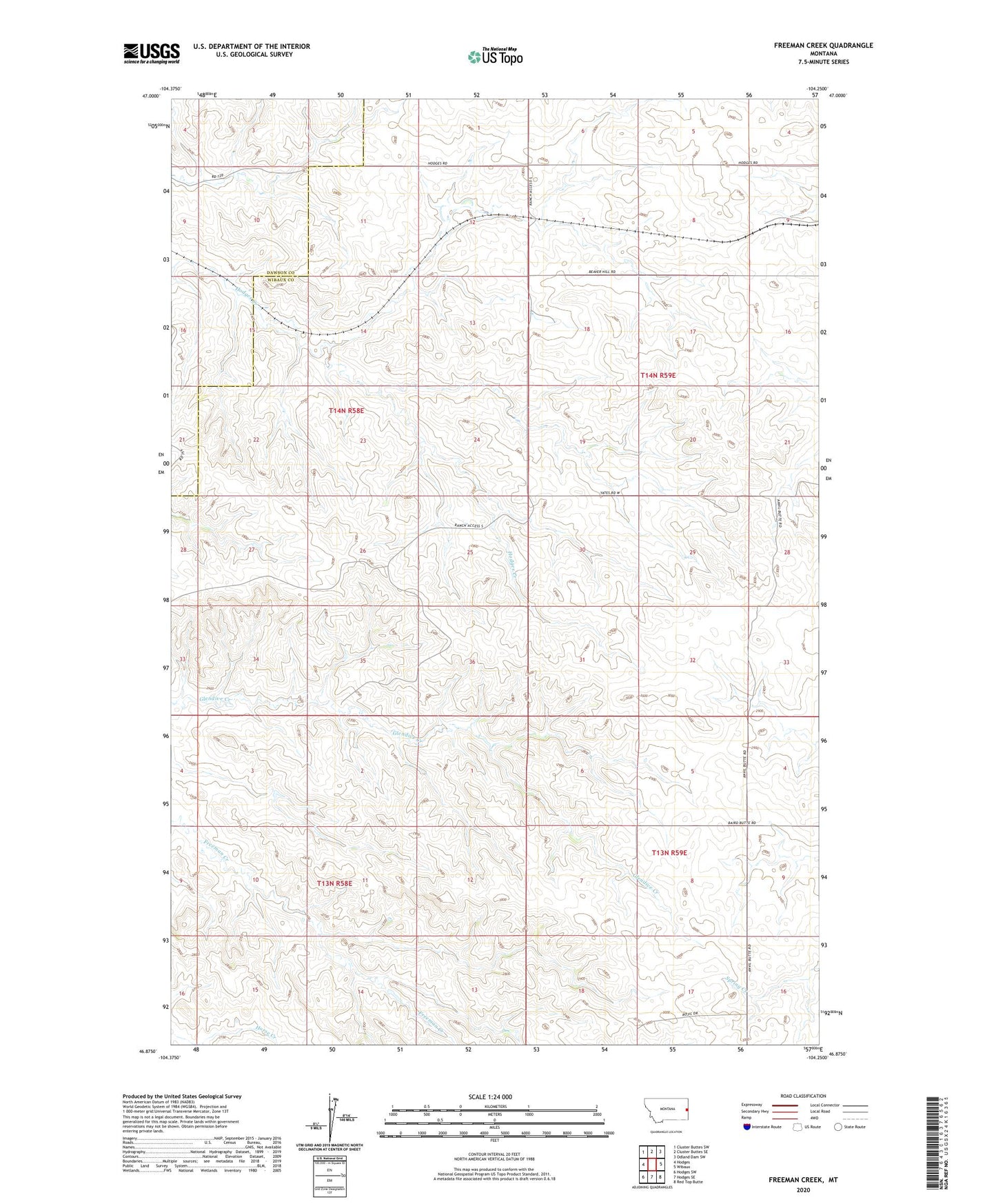 Freeman Creek Montana US Topo Map Image