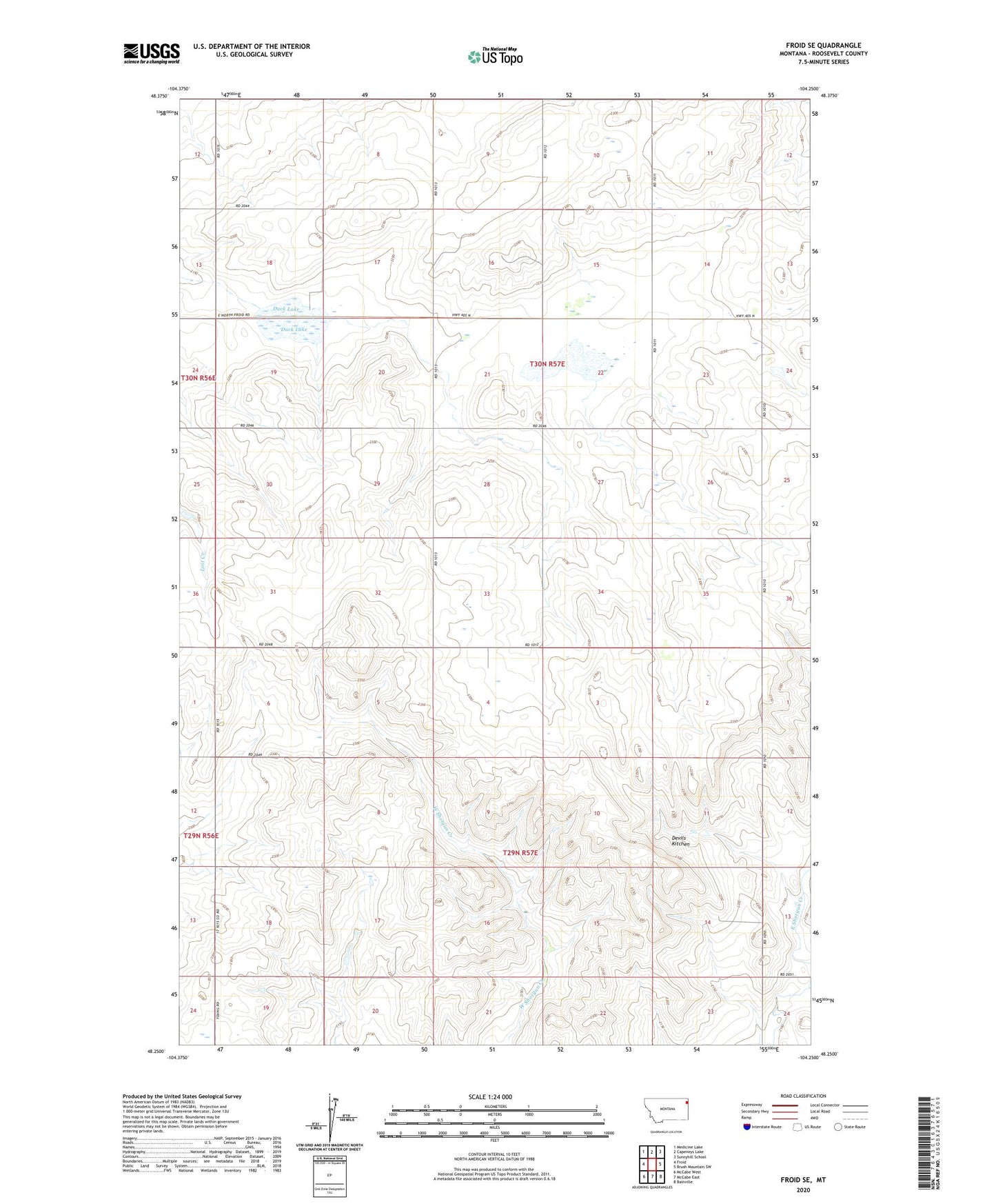 Froid SE Montana US Topo Map Image