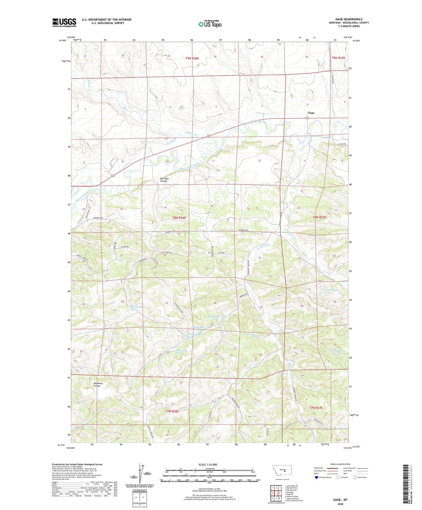 Gage Montana US Topo Map Image