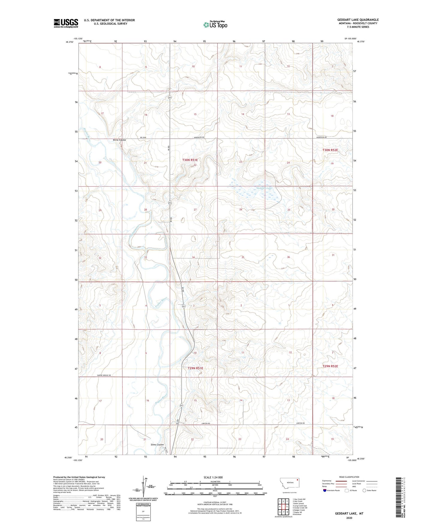 Geddart Lake Montana US Topo Map Image
