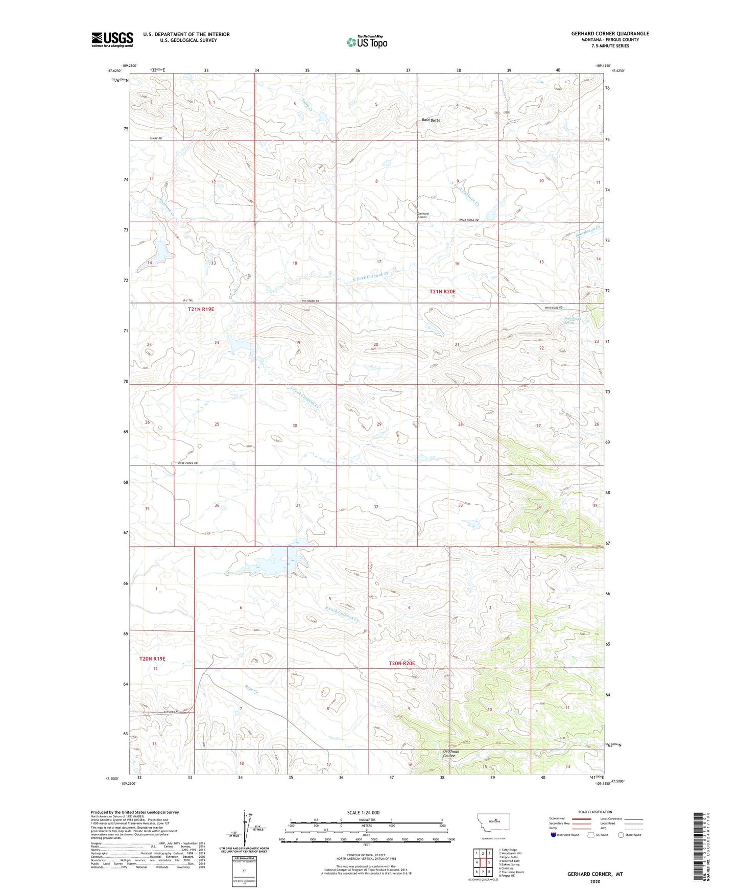 Gerhard Corner Montana US Topo Map Image