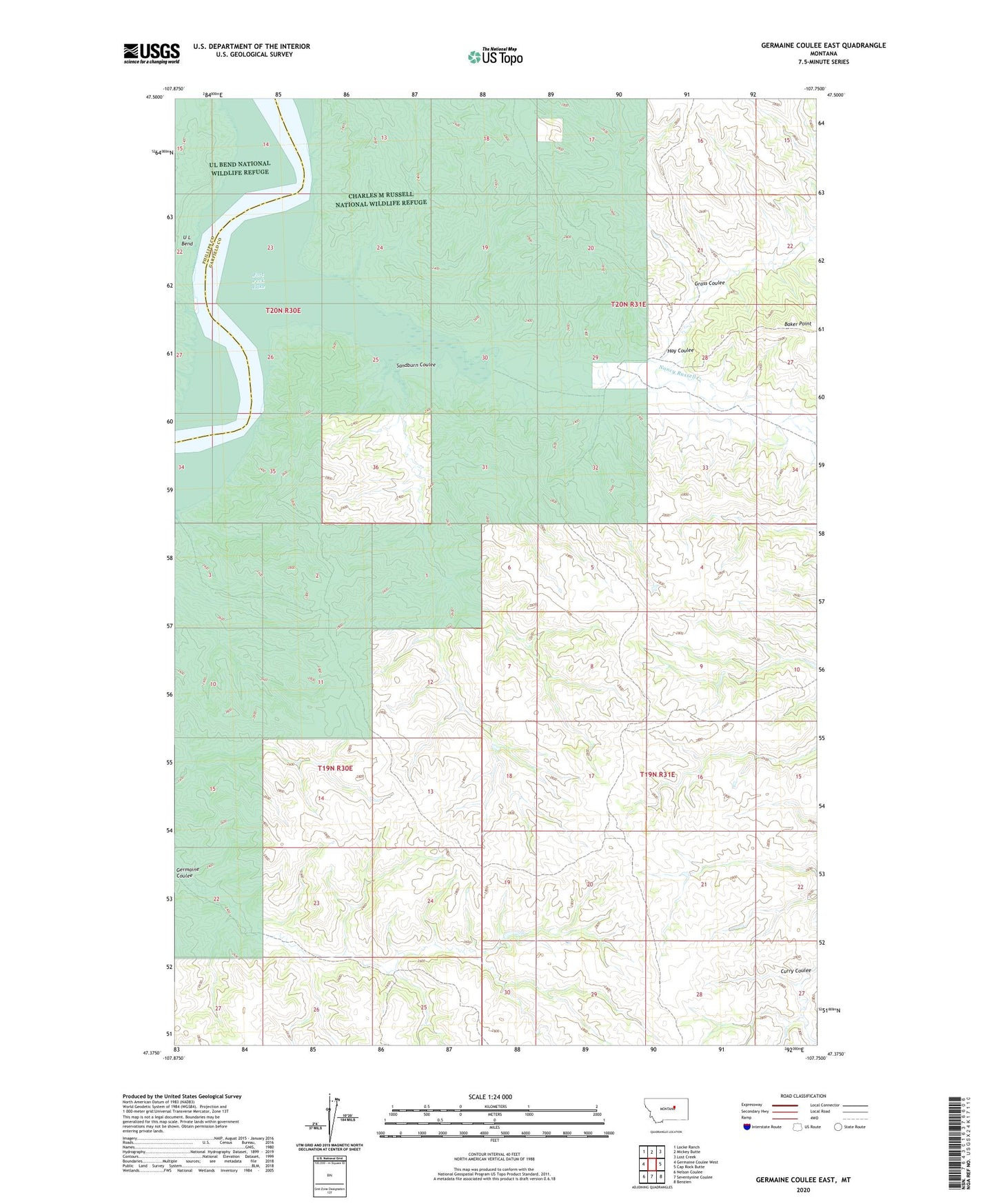 Germaine Coulee East Montana US Topo Map Image