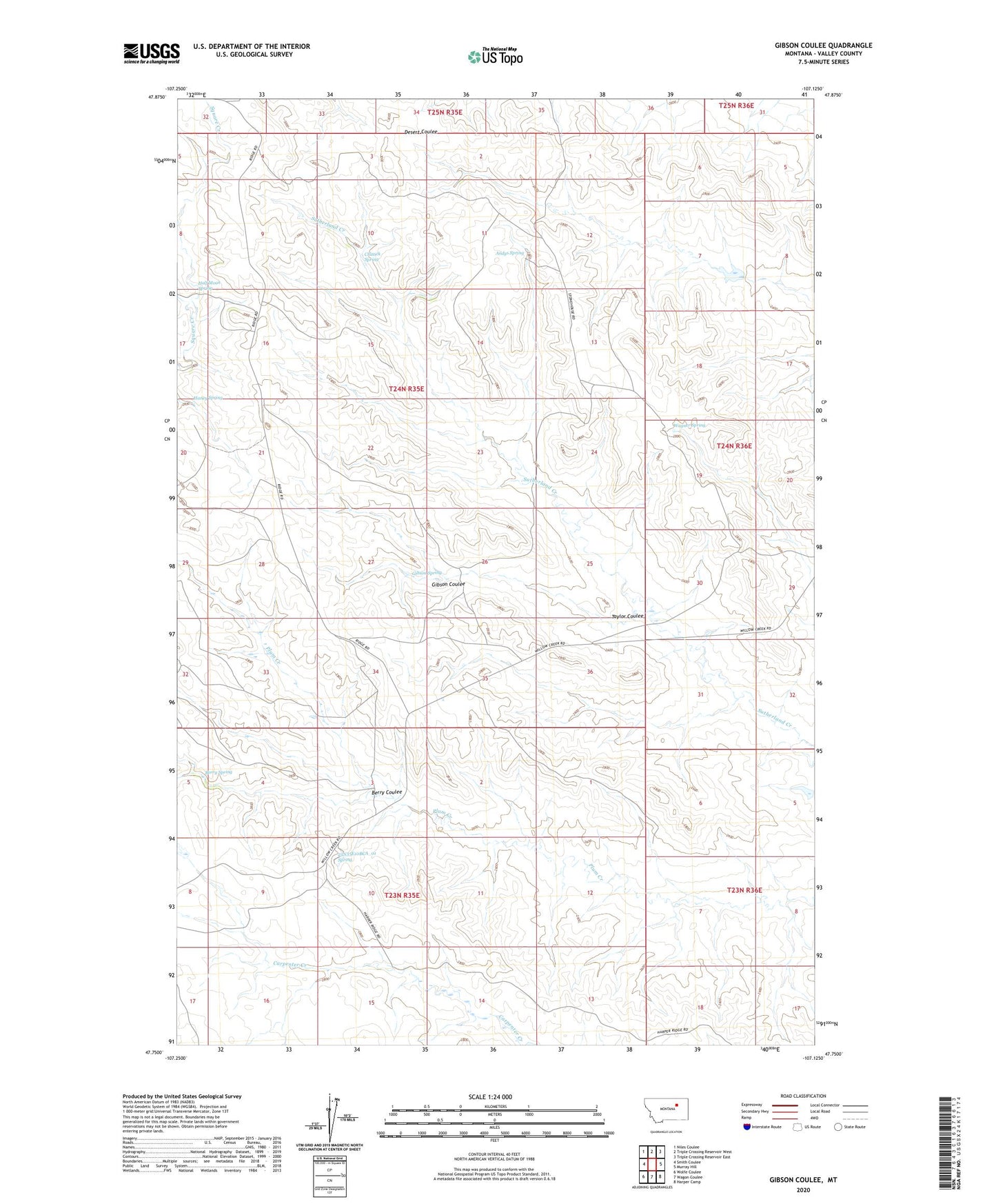Gibson Coulee Montana US Topo Map Image