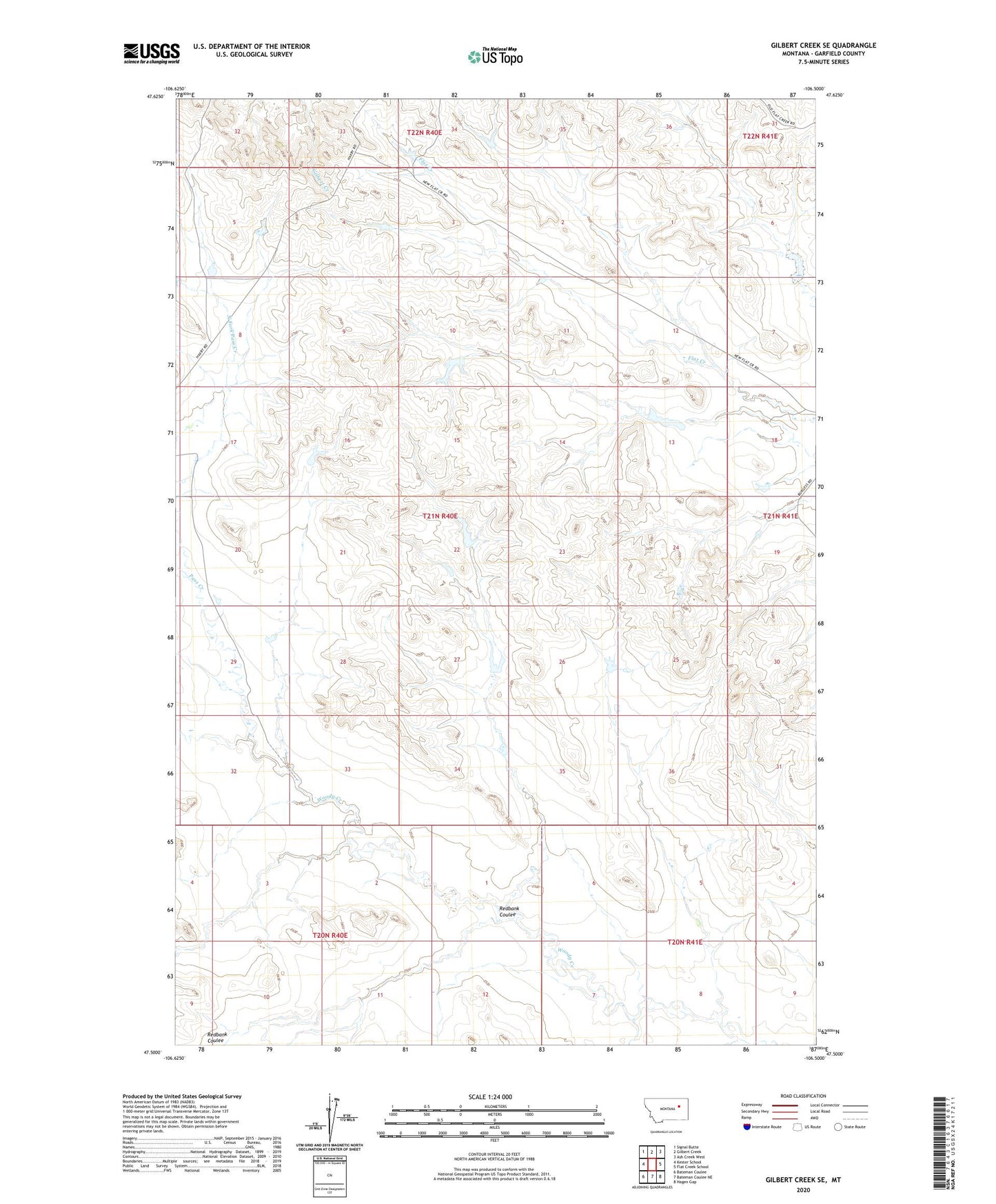 Gilbert Creek SE Montana US Topo Map Image