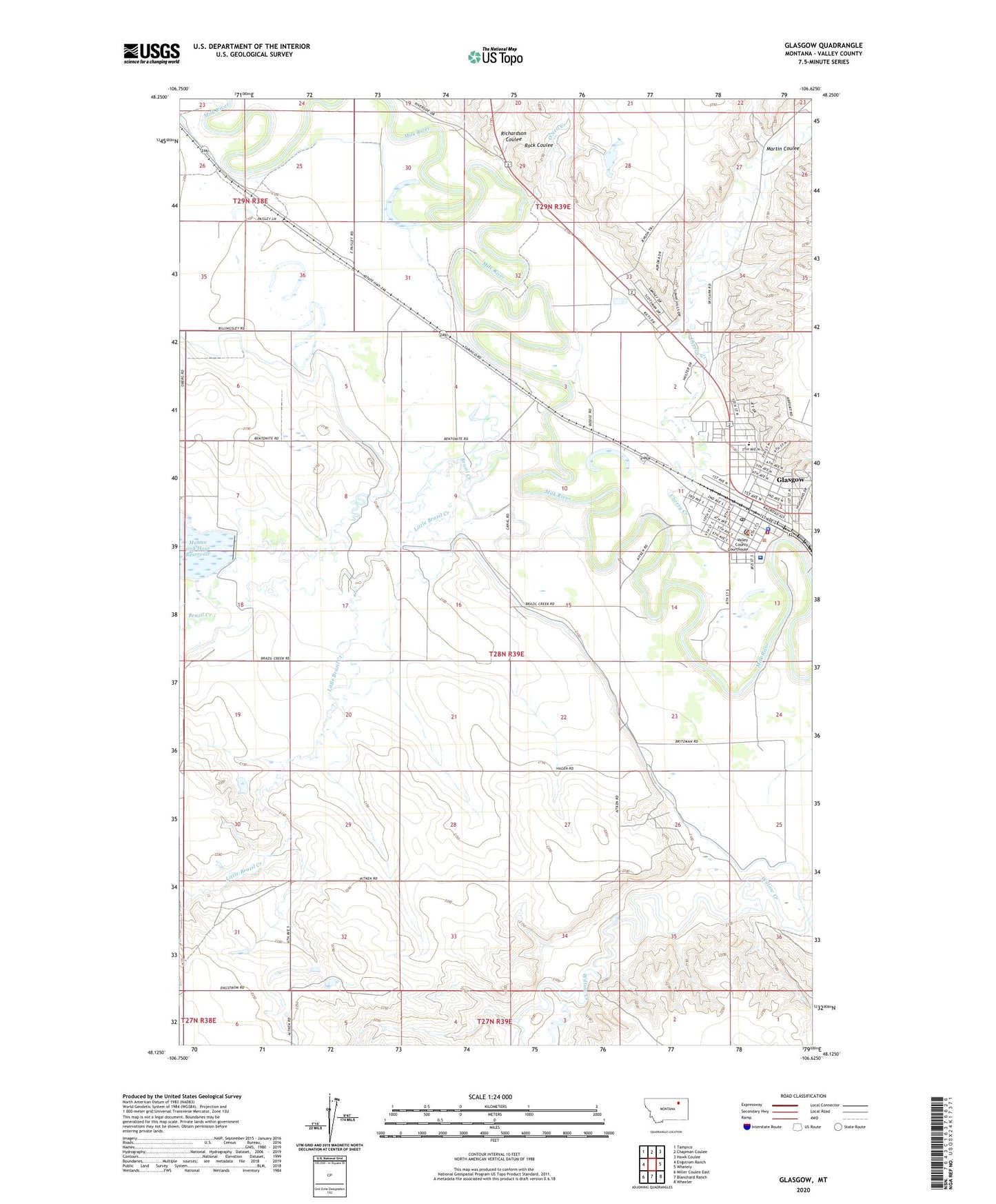 Glasgow Montana US Topo Map Image