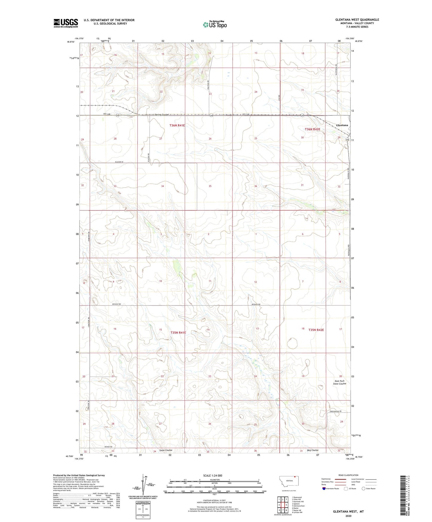 Glentana West Montana US Topo Map Image