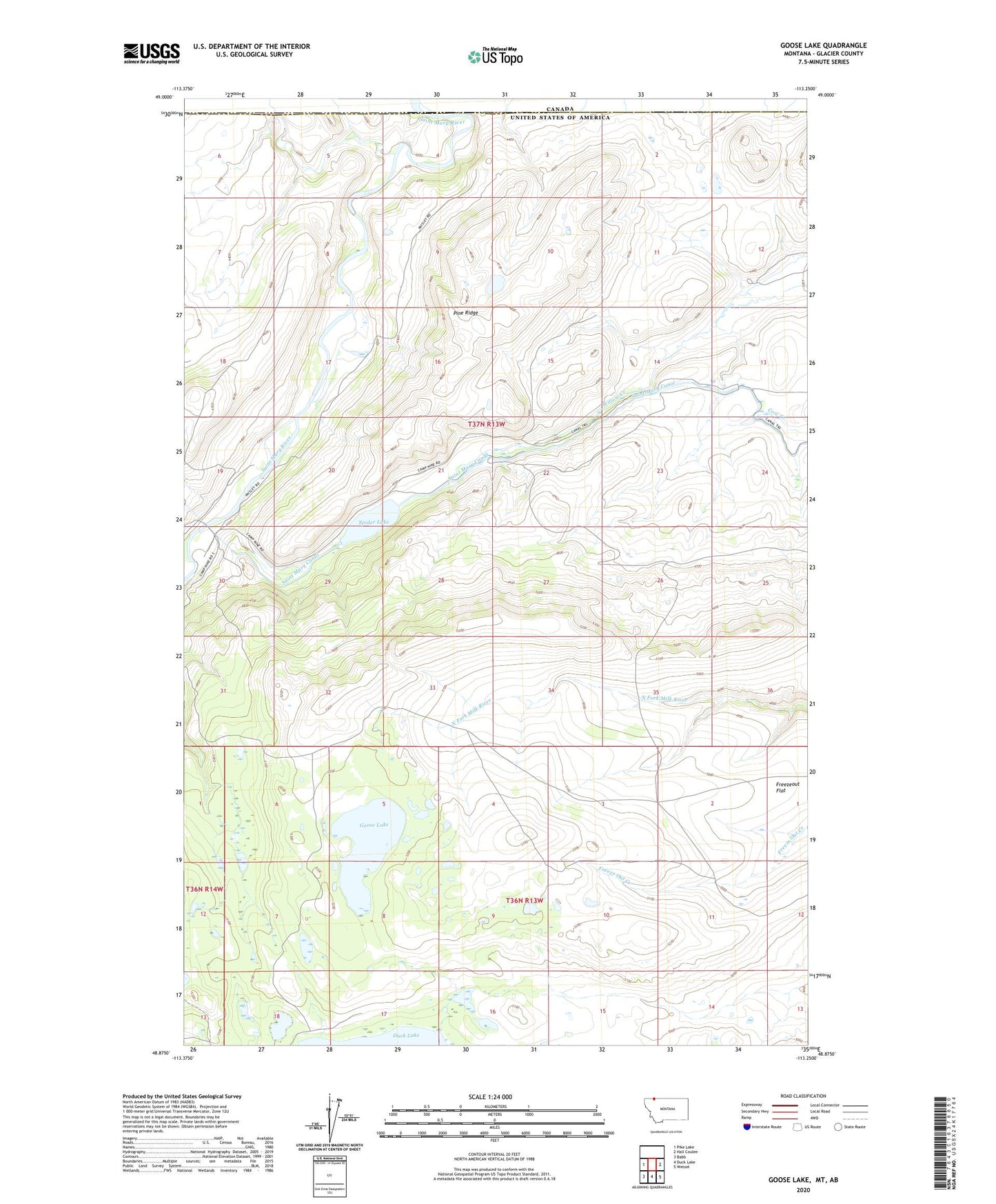 Goose Lake Montana US Topo Map Image