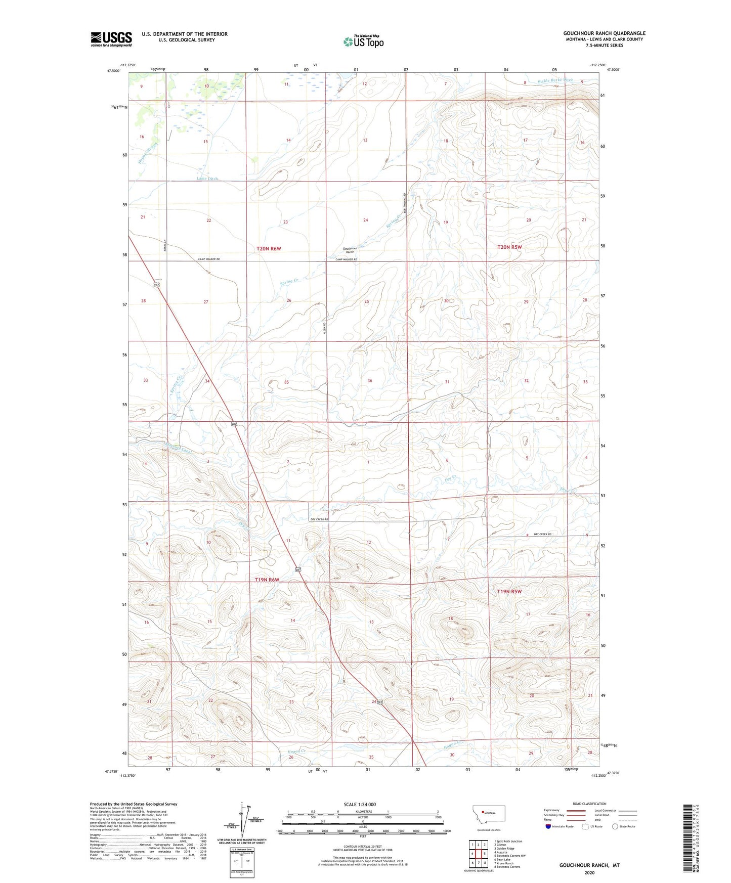 Gouchnour Ranch Montana US Topo Map Image