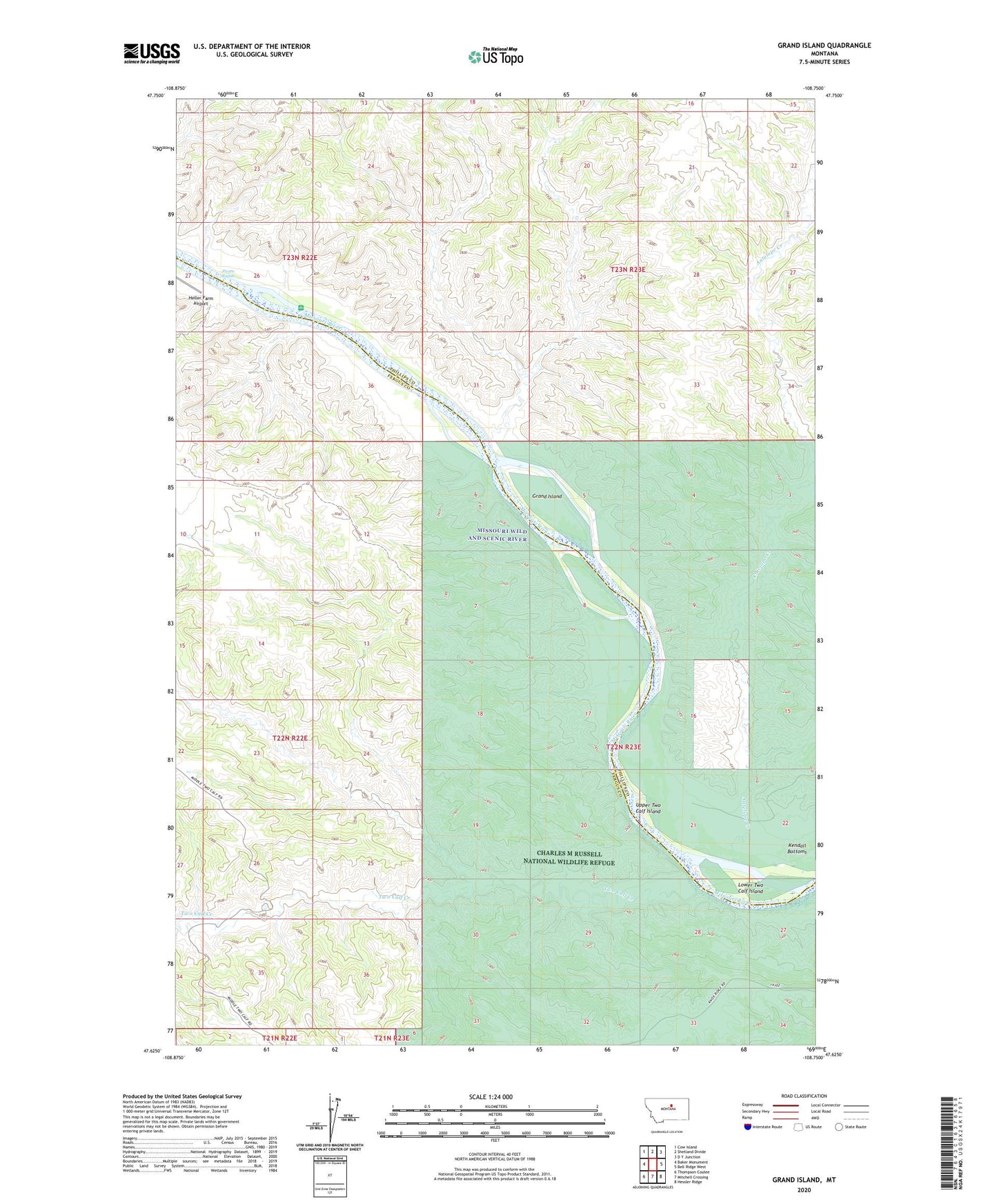 Grand Island Montana US Topo Map Image