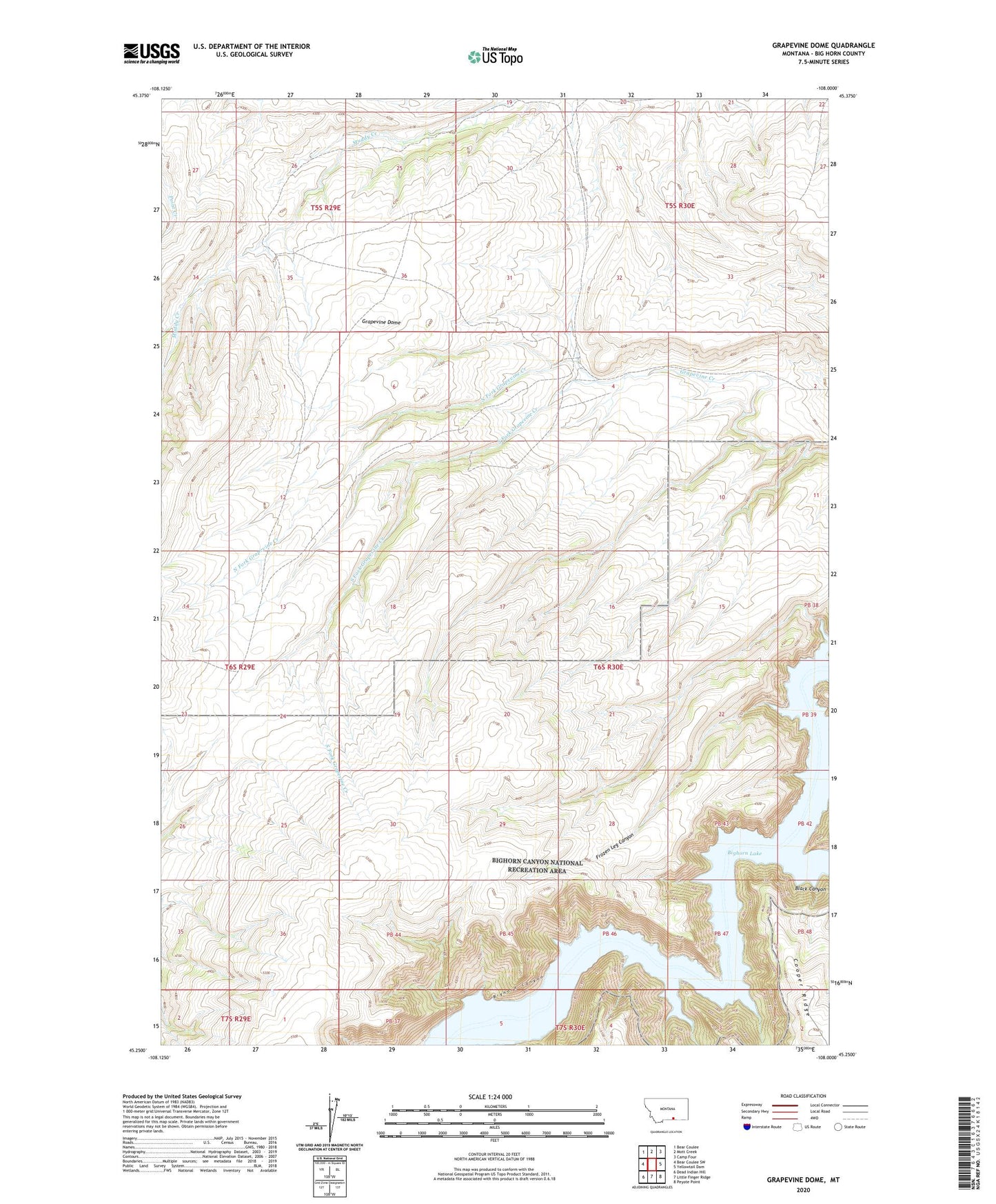 Grapevine Dome Montana US Topo Map Image