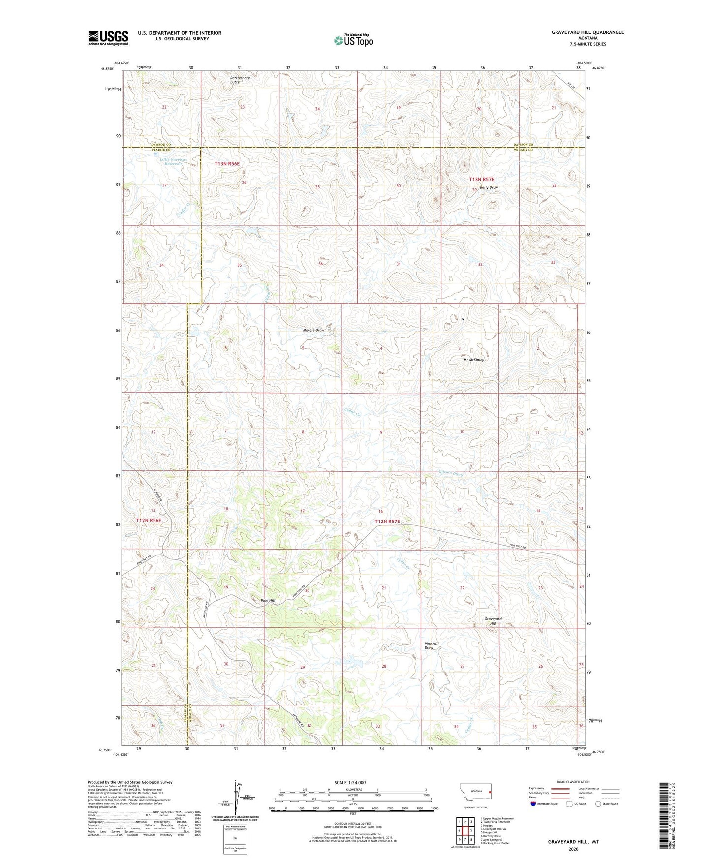 Graveyard Hill Montana US Topo Map Image