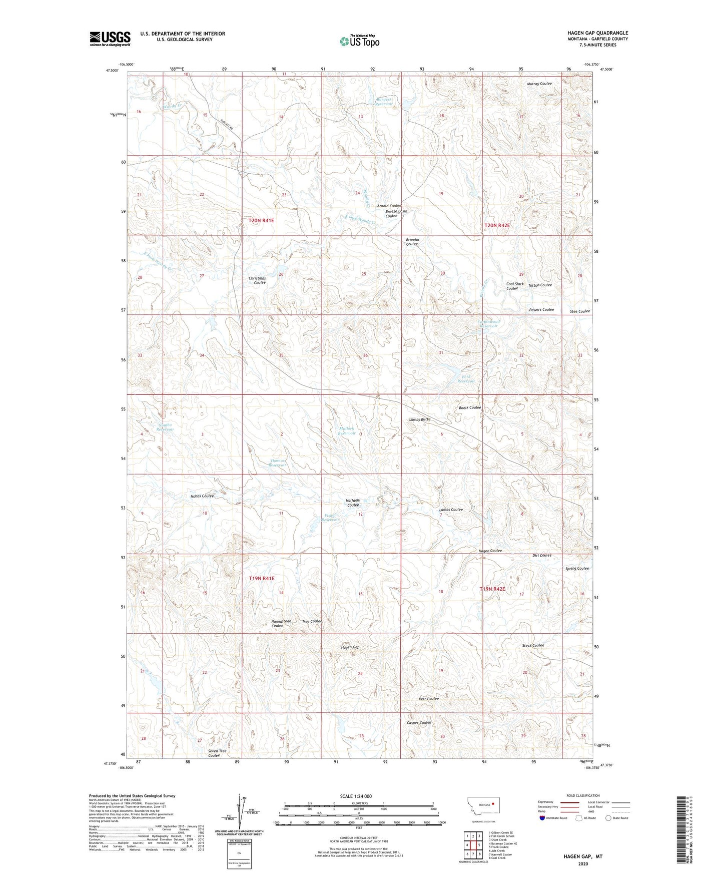 Hagen Gap Montana US Topo Map Image
