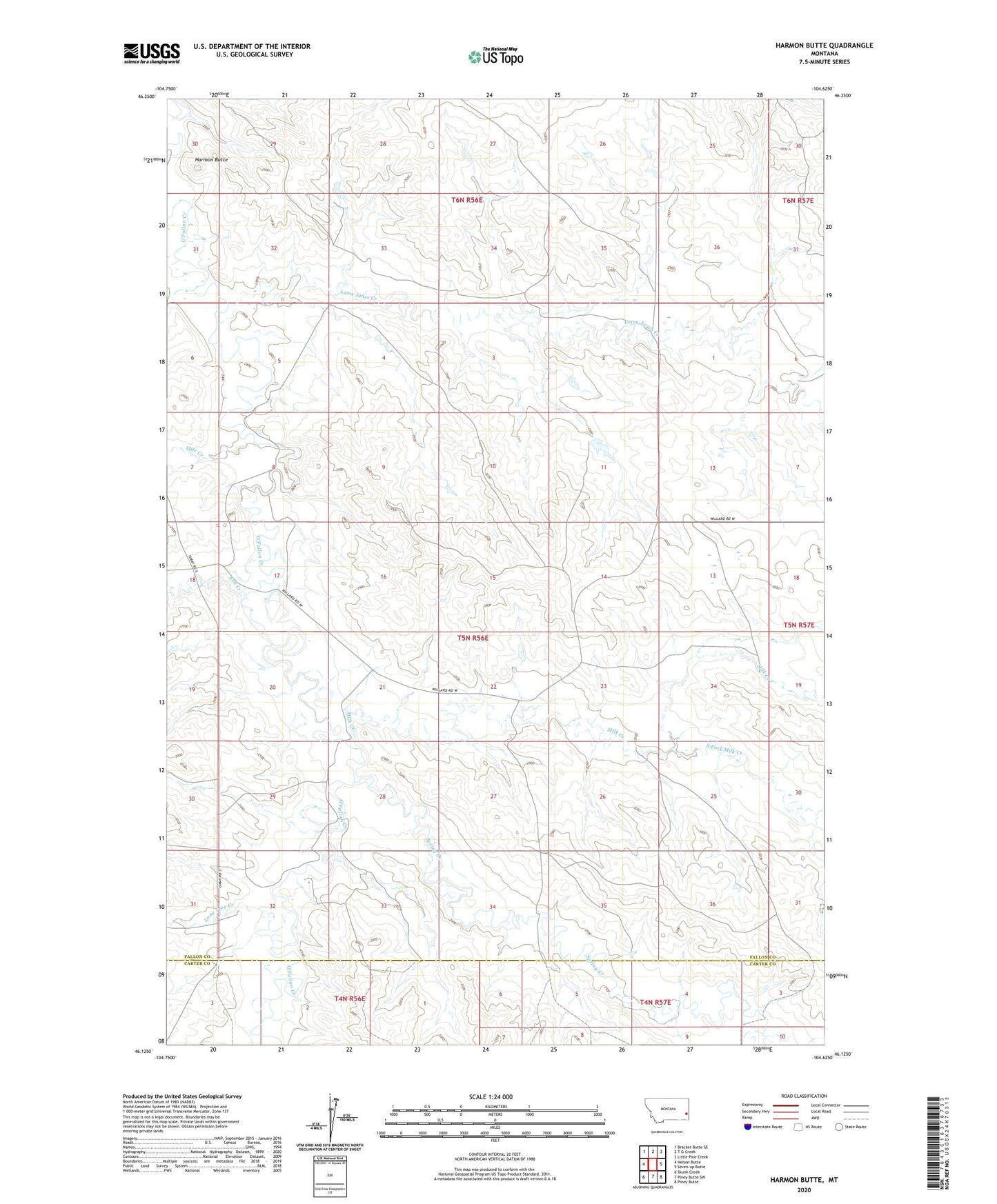 Harmon Butte Montana US Topo Map Image