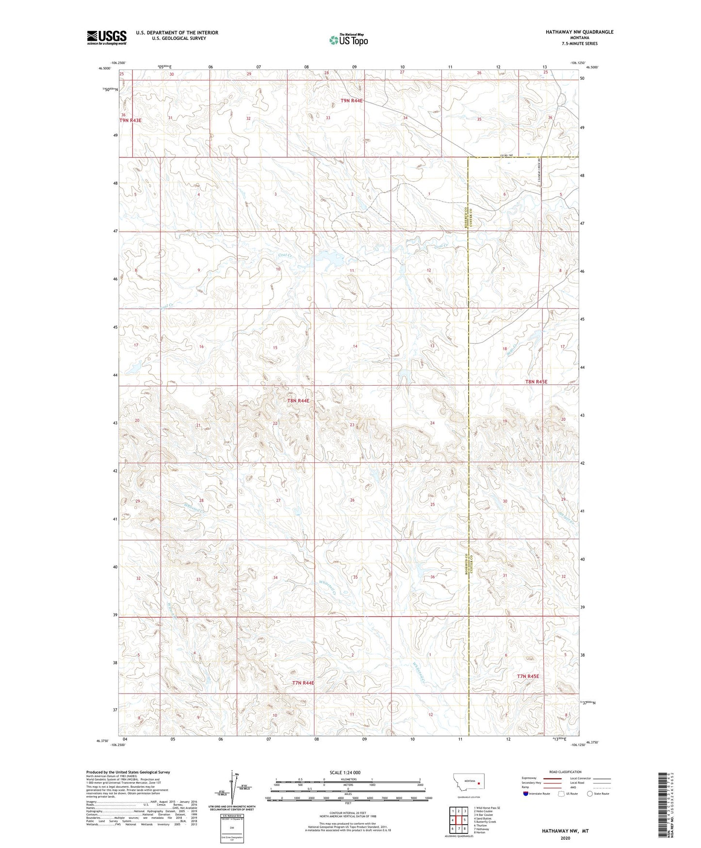 Hathaway NW Montana US Topo Map Image