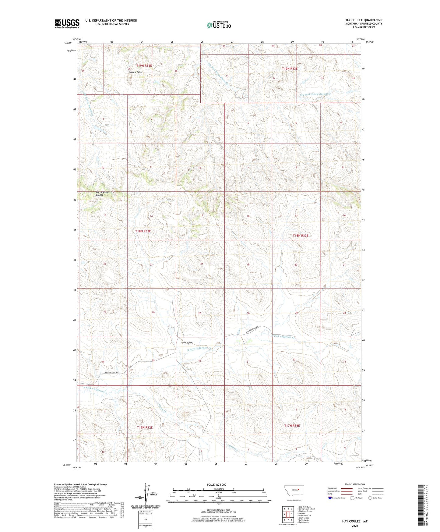 Hay Coulee Montana US Topo Map Image