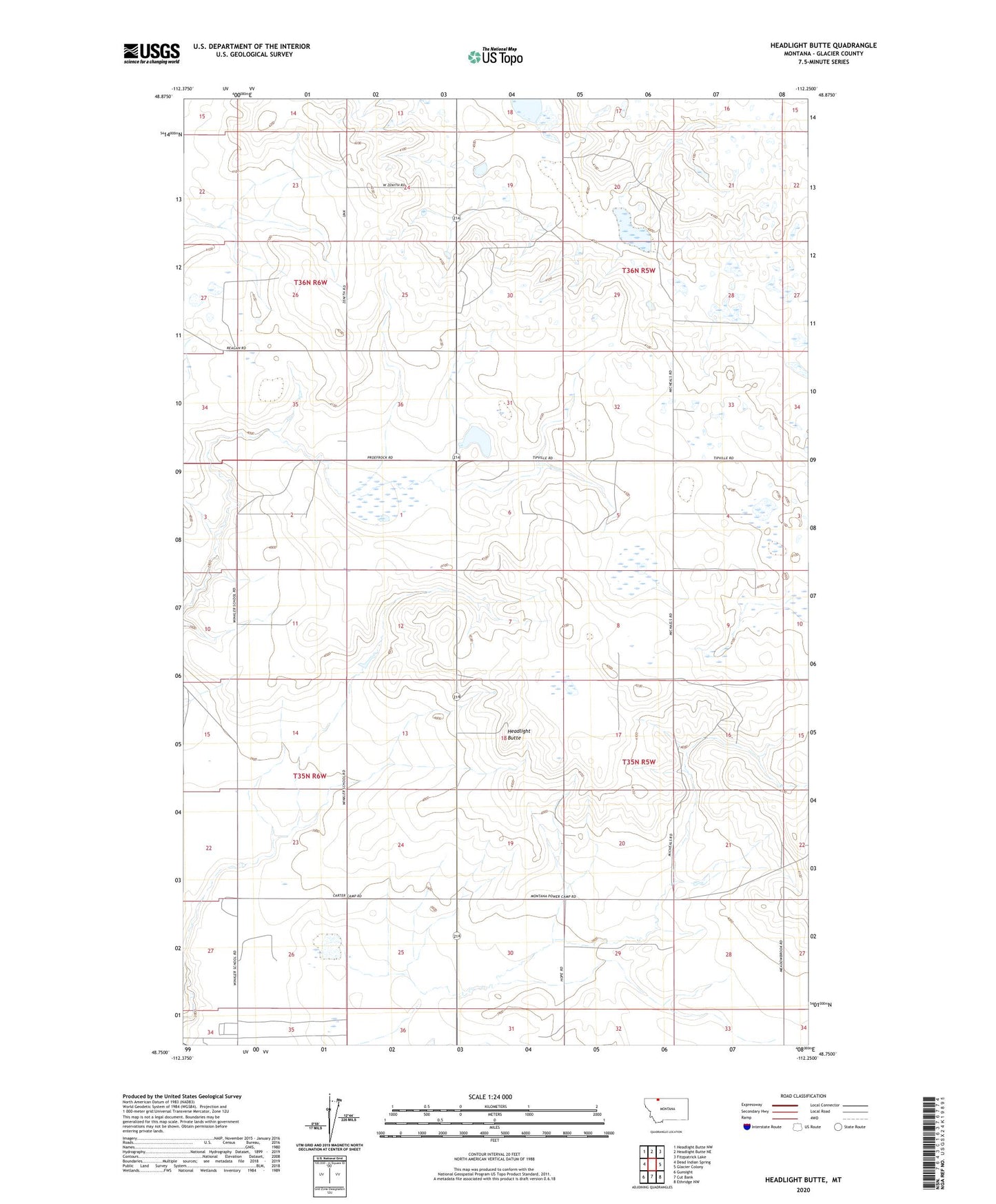 Headlight Butte Montana US Topo Map Image