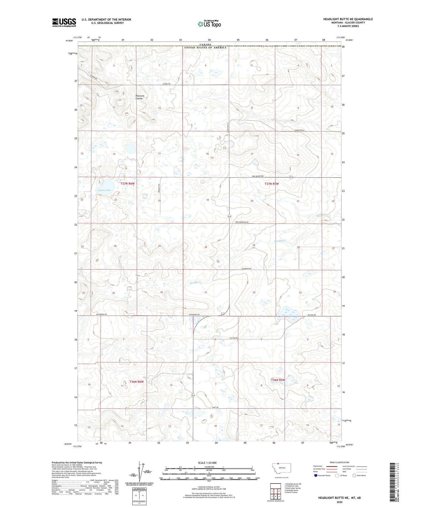Headlight Butte NE Montana US Topo Map Image