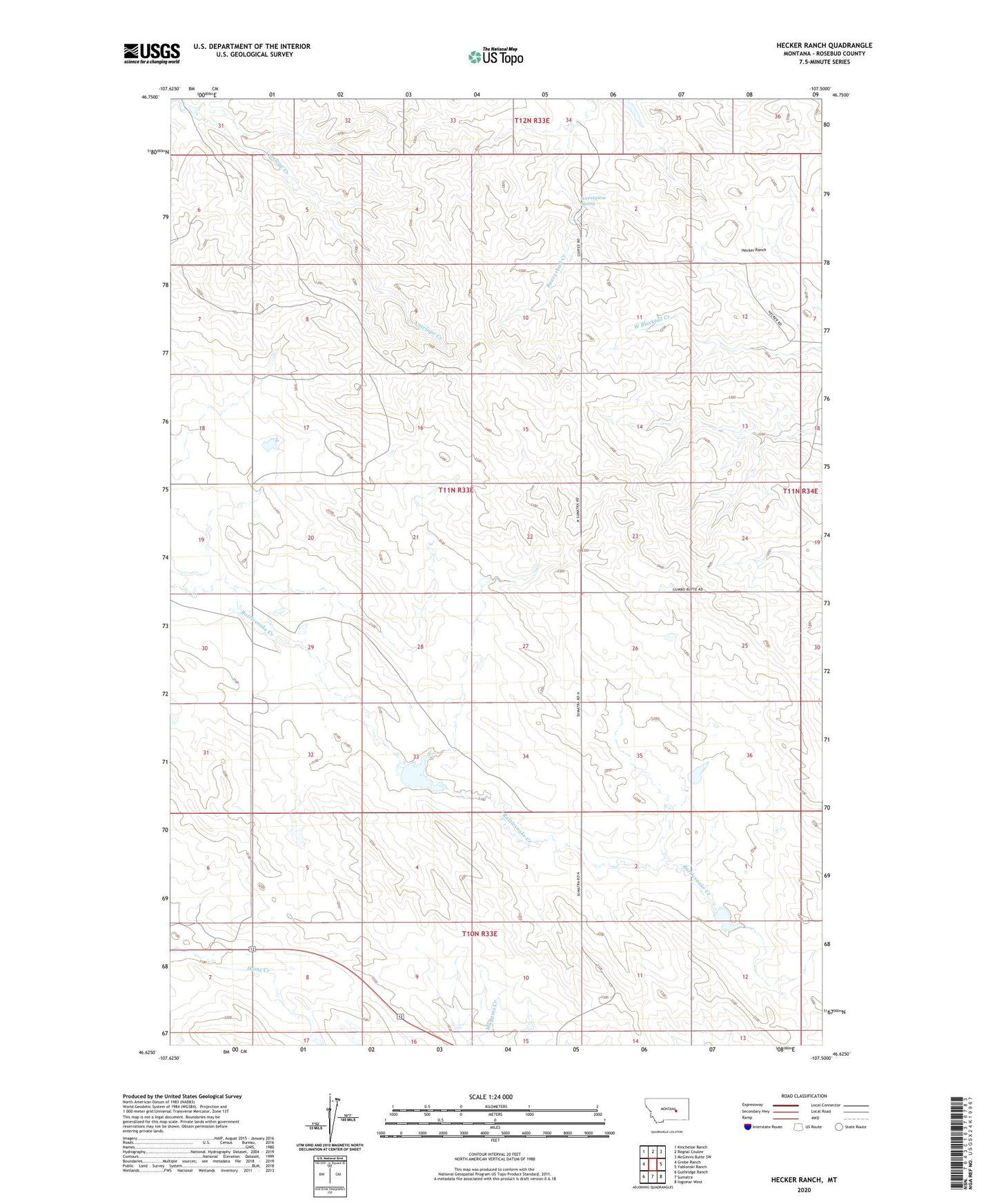Hecker Ranch Montana US Topo Map Image