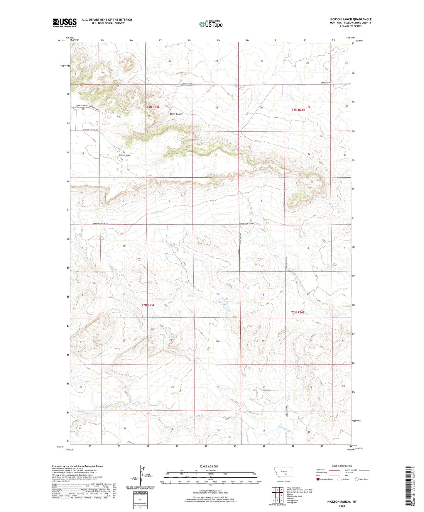 Hickson Ranch Montana US Topo Map Image