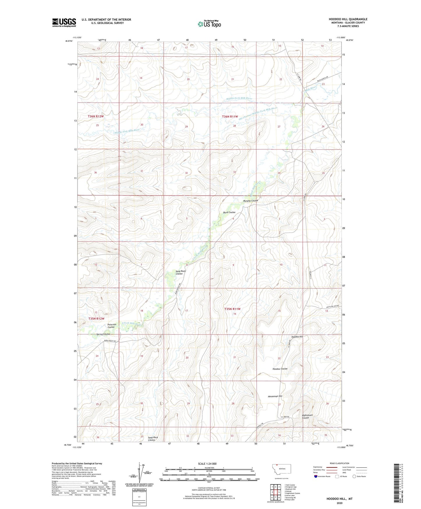 Hoodoo Hill Montana US Topo Map Image