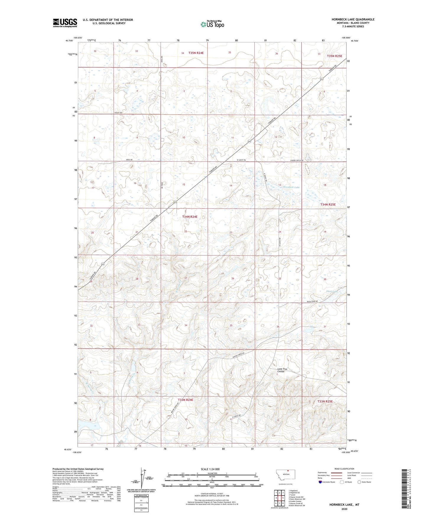 Hornbeck Lake Montana US Topo Map Image