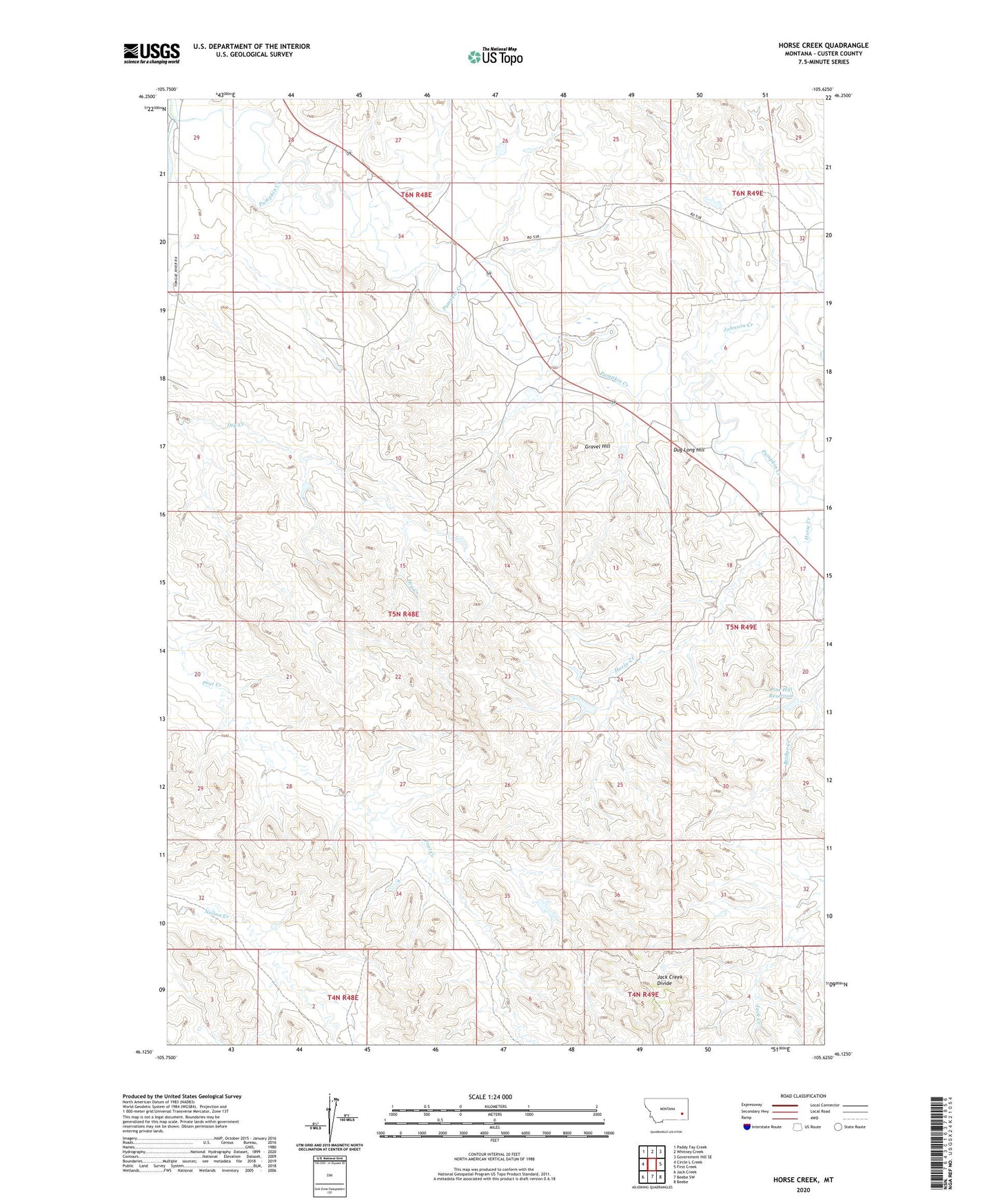 Horse Creek Montana US Topo Map Image