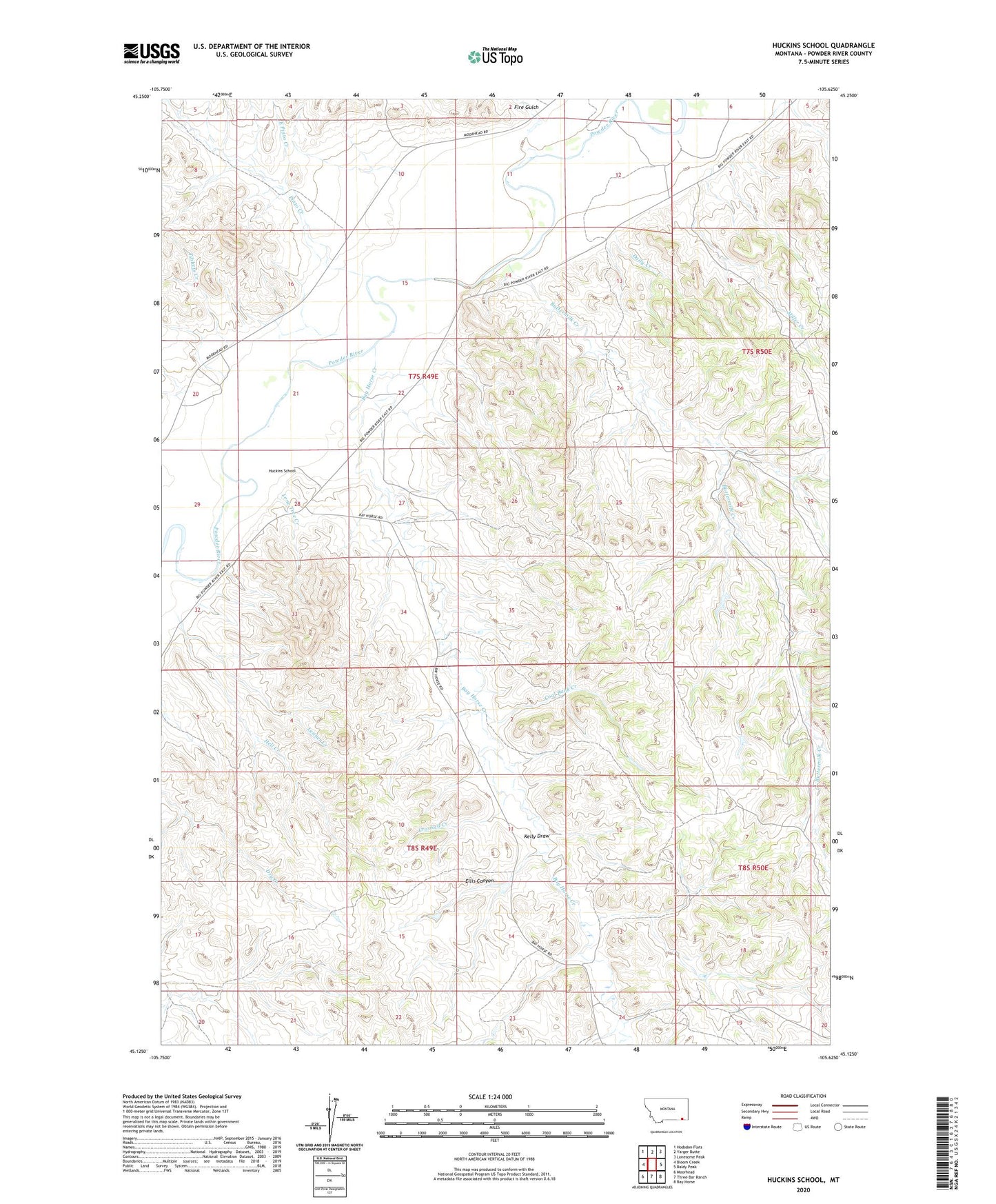 Huckins School Montana US Topo Map Image