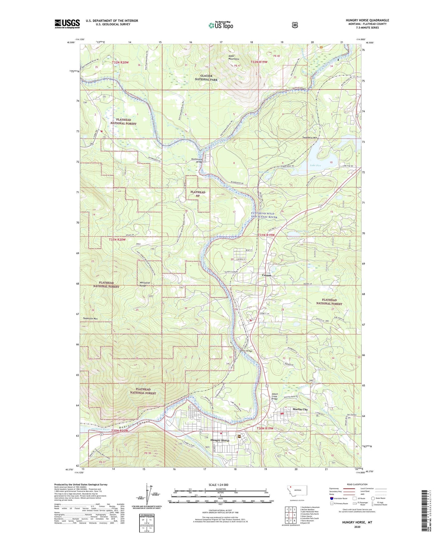 Hungry Horse Montana US Topo Map Image